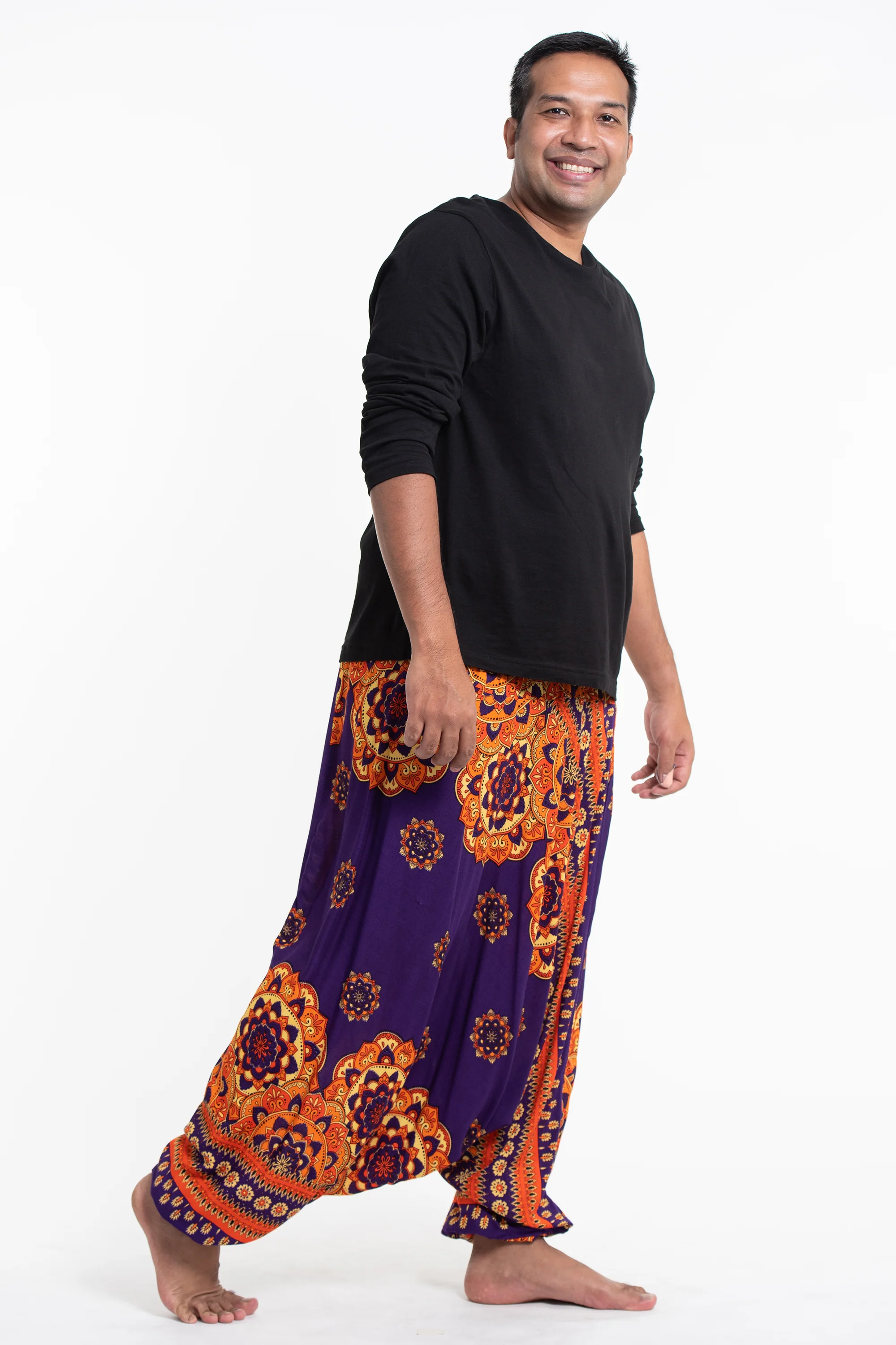 2970-Plus-Size-Lotus-Mandalas-Drop-Crotch-Men-s-Harem-Pants-in-Purple-3.webp Plus Size Lotus Mandalas Drop Crotch Men's Harem Pants in Purple