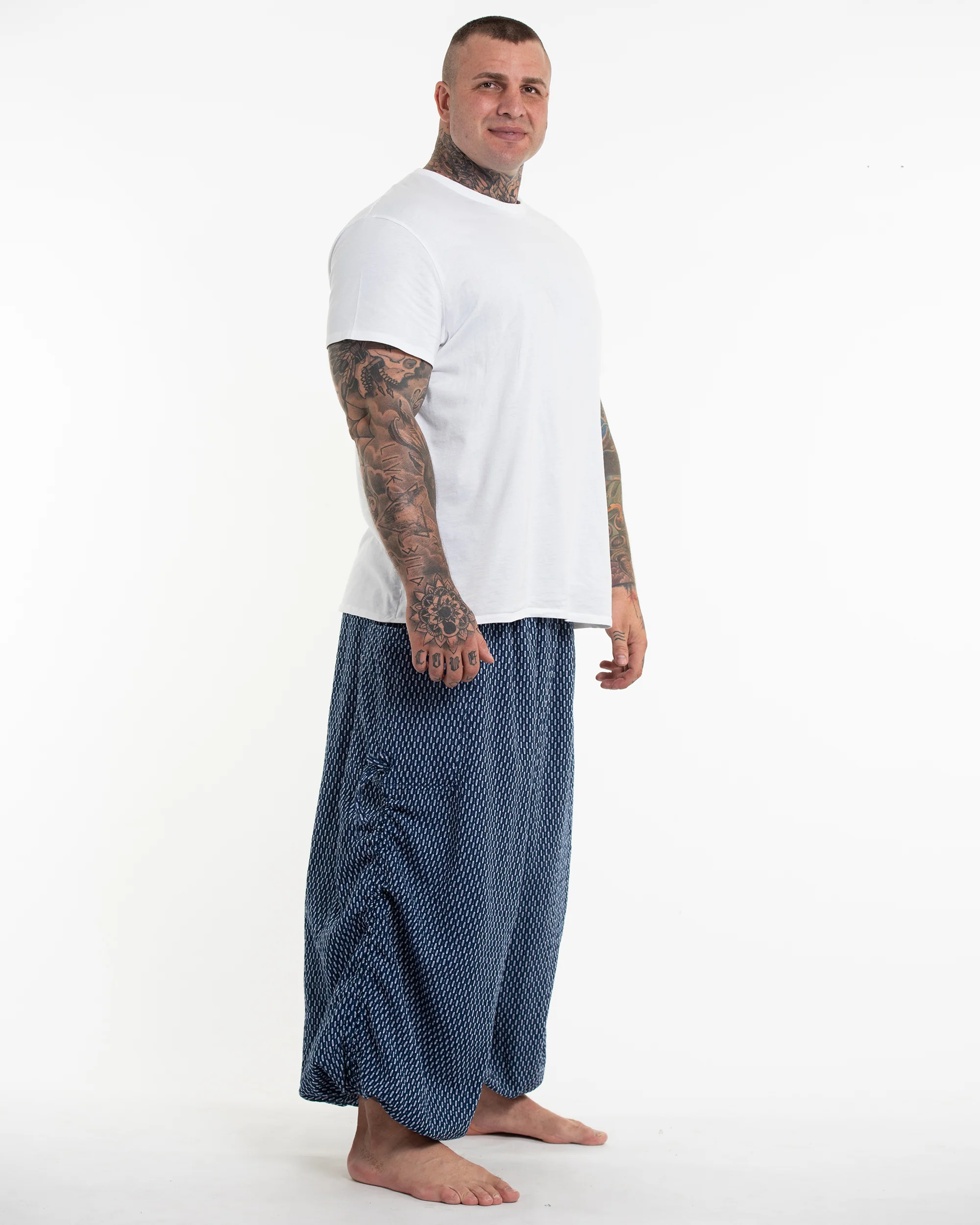 Plus Size Men's Ribbed Cotton Pants in Navy