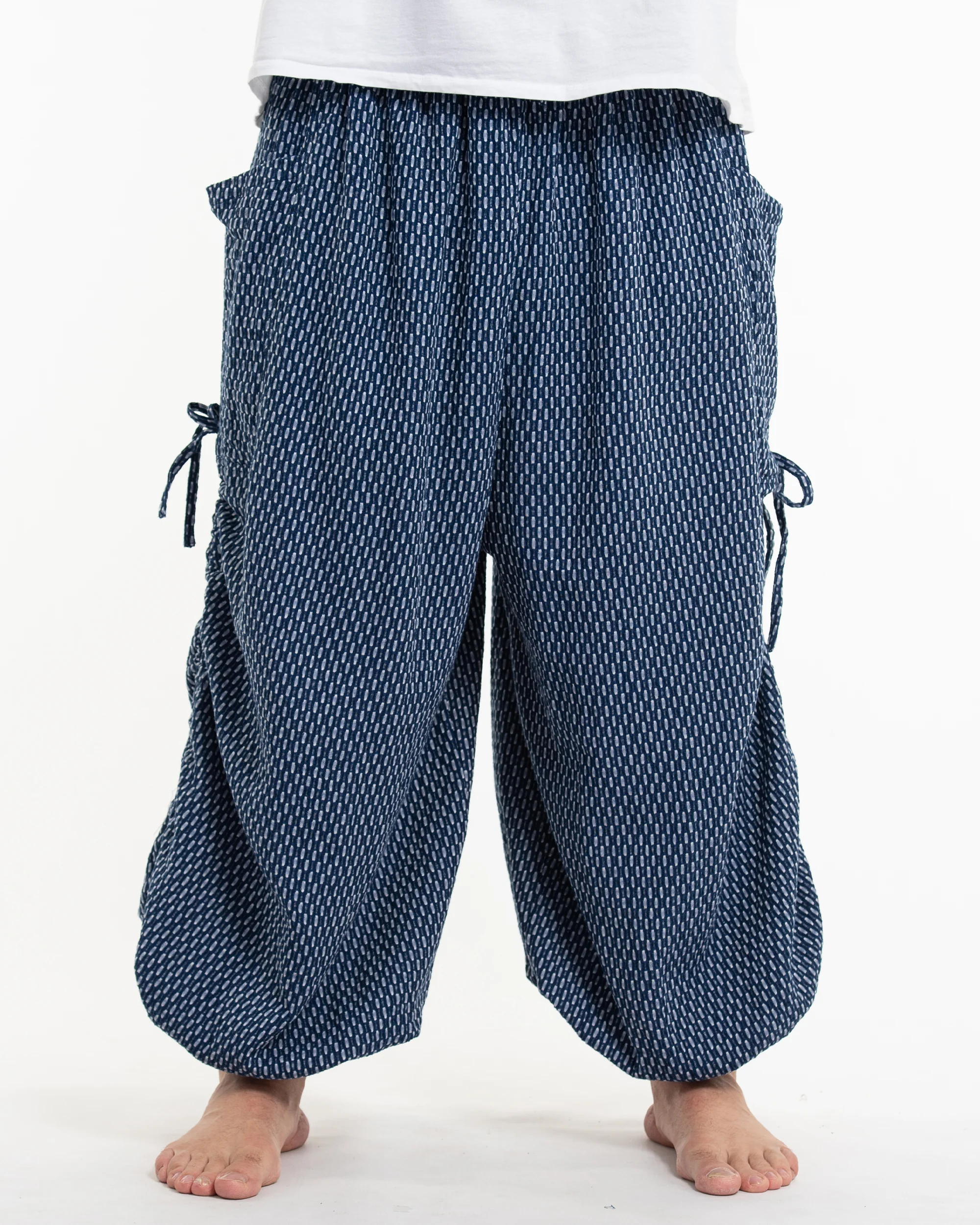 Plus Size Men's Ribbed Cotton Pants in Navy