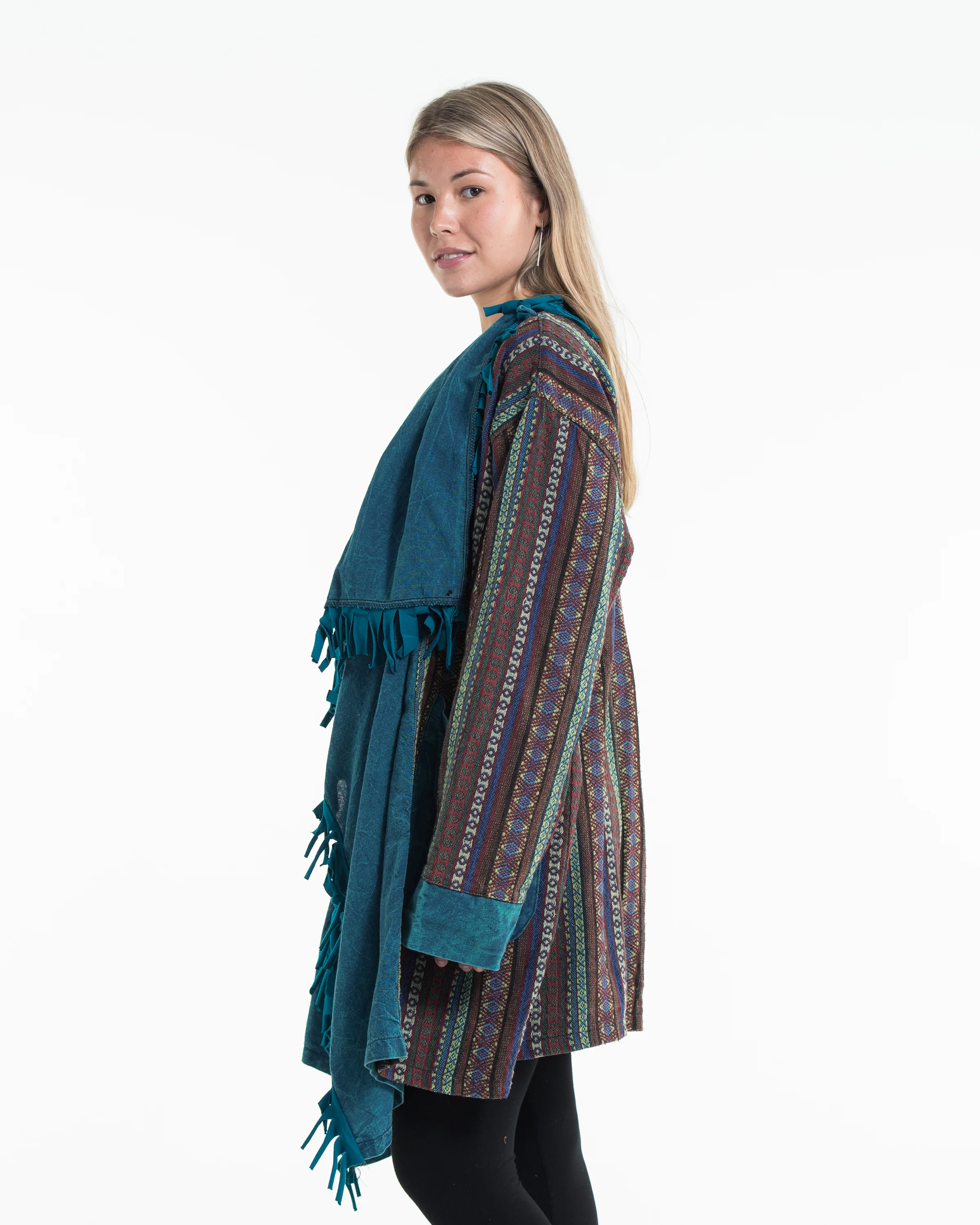 2979-Tribal-Cloak-Jacket-Stonewash-Drape-in-Turquoise-3.webp Tribal Cloak Jacket | Stonewash Drape in Turquoise