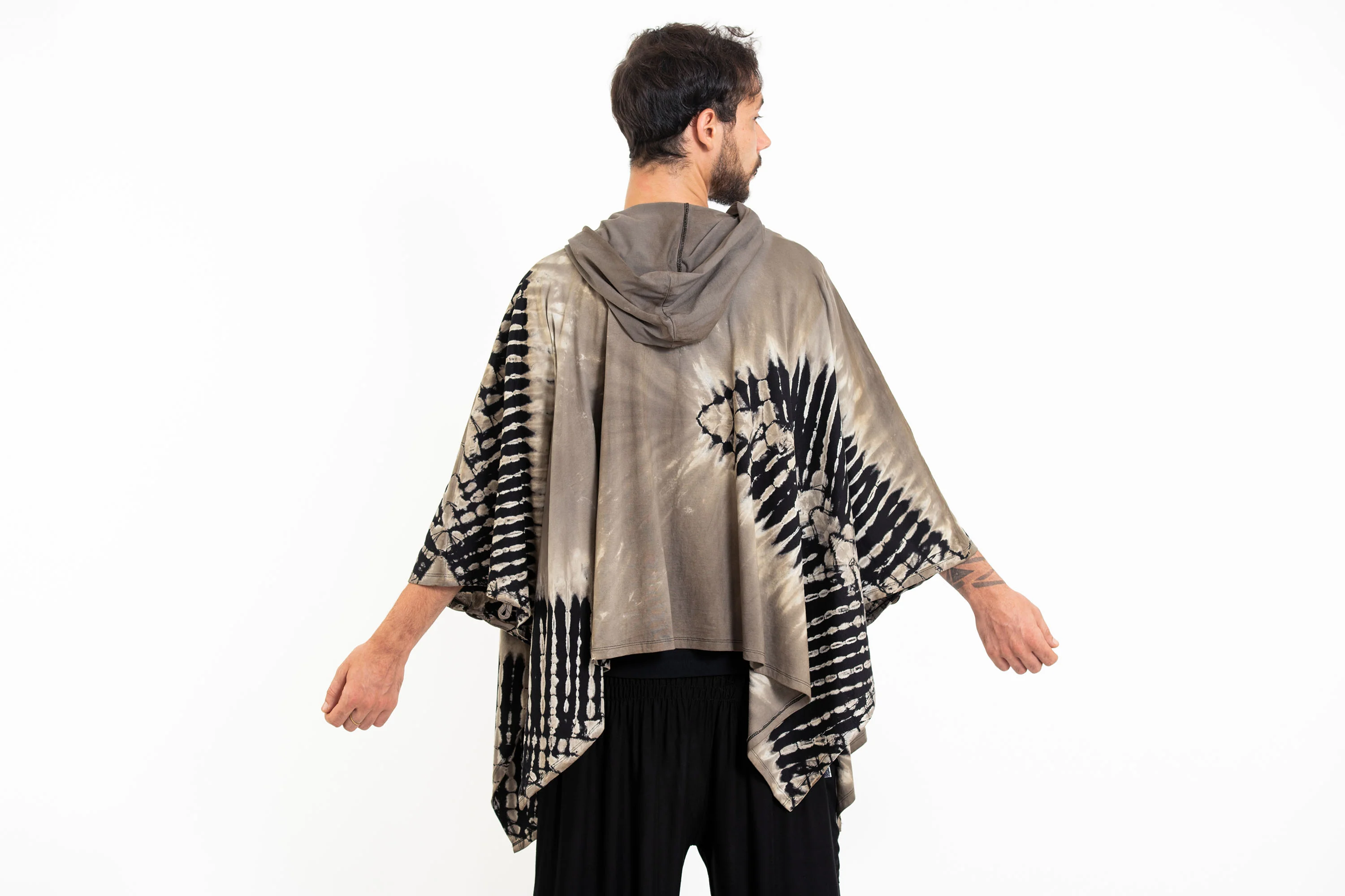 3043-Tie-Dye-Cotton-Hooded-Poncho-Jacket-in-Black-01-4.webp Tie Dye Cotton Hooded Poncho Jacket in Black 01