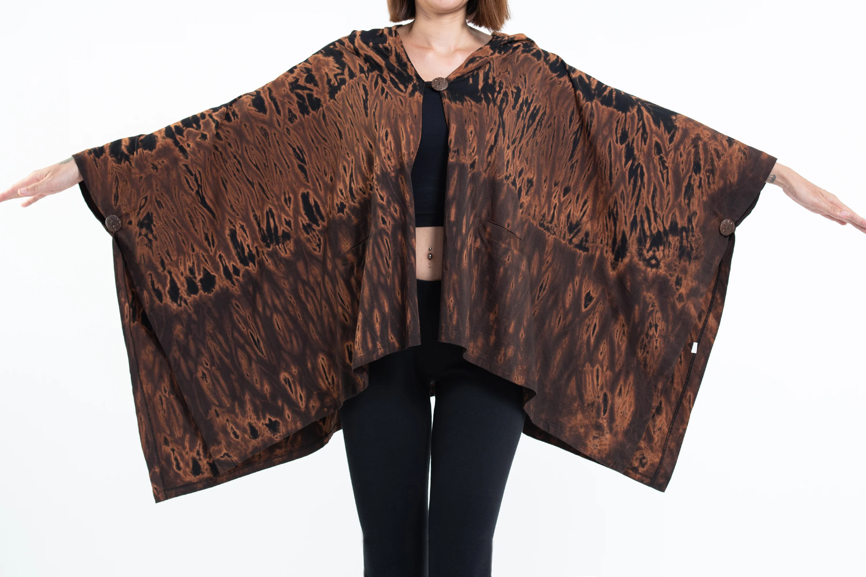 3048-Tie-Dye-Cotton-Hooded-Poncho-Jacket-in-Black-05-4.webp Tie Dye Cotton Hooded Poncho Jacket in Black 05