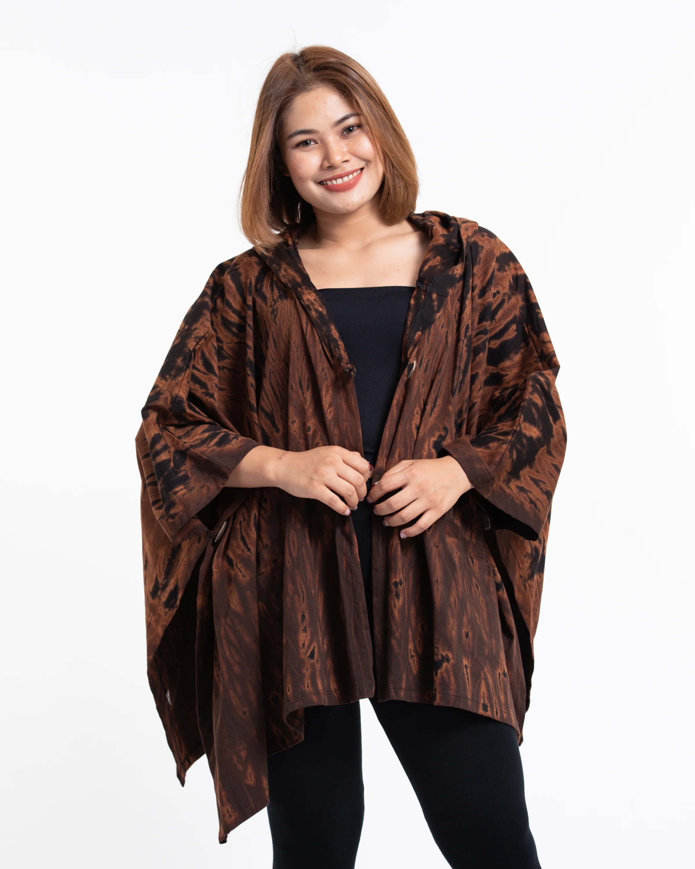 3049-Tie-Dye-Cotton-Hooded-Poncho-Jacket-in-Brown-08-3.webp Tie Dye Cotton Hooded Poncho Jacket in Brown 08