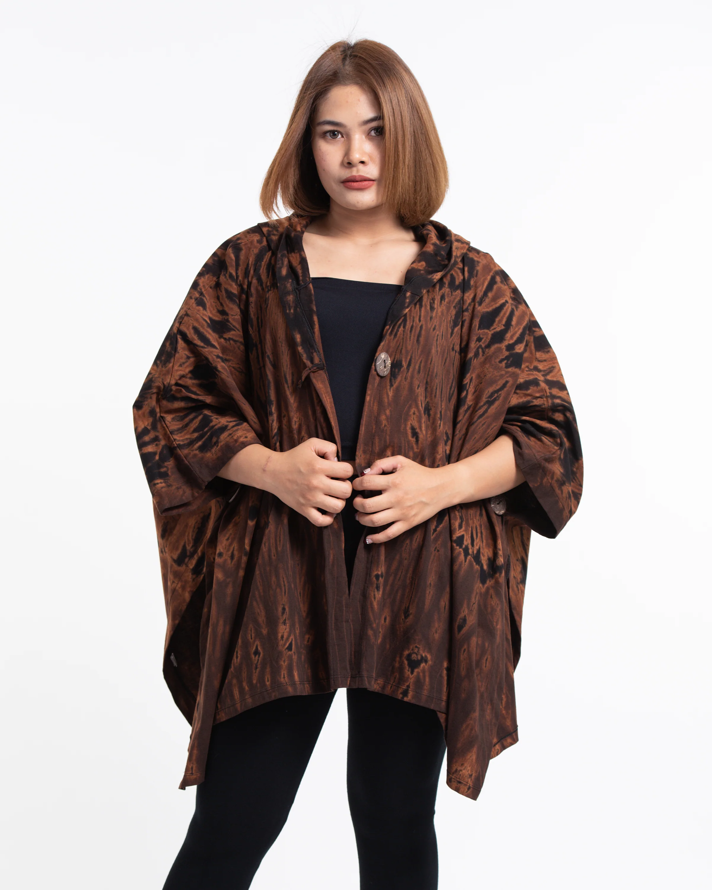 3049-Tie-Dye-Cotton-Hooded-Poncho-Jacket-in-Brown-08-5.webp Tie Dye Cotton Hooded Poncho Jacket in Brown 08