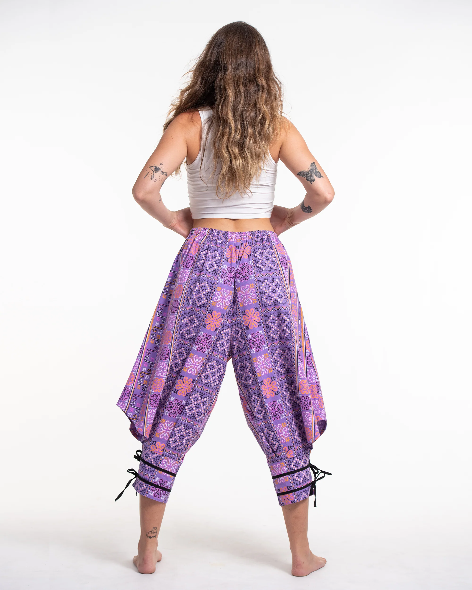 3085-Clovers-Thai-Hill-Tribe-Fabric-Women-s-Harem-Pants-with-Ankle-Straps-in-Light-Purple-4.webp Clovers Thai Hill Tribe Fabric Women's Harem Pants with Ankle Straps in Light Purple