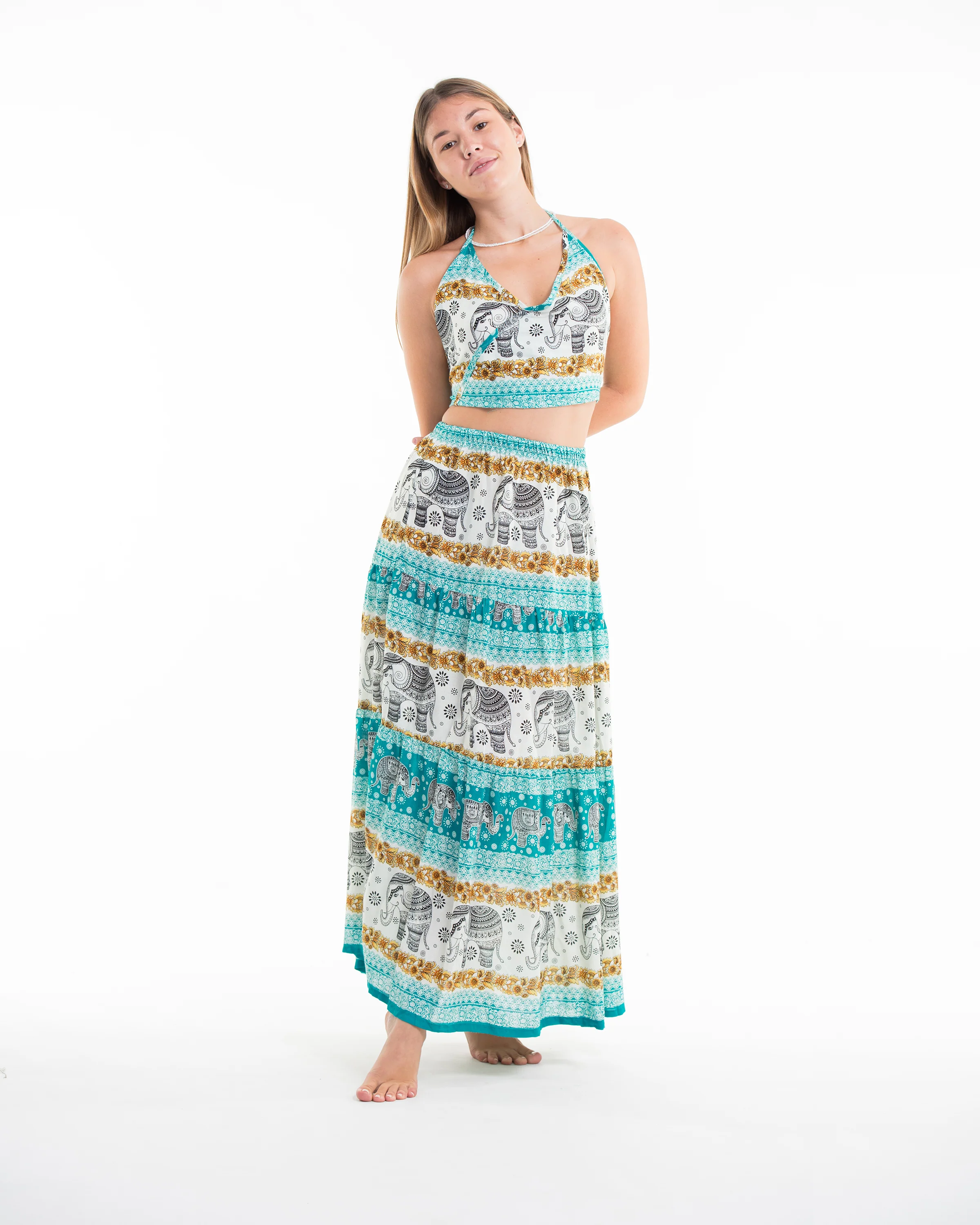 3117-Elephant-Dreams-Crop-Top-and-Long-Skirt-in-Turquoise-3.webp Elephant Dreams Crop Top and Long Skirt in Turquoise