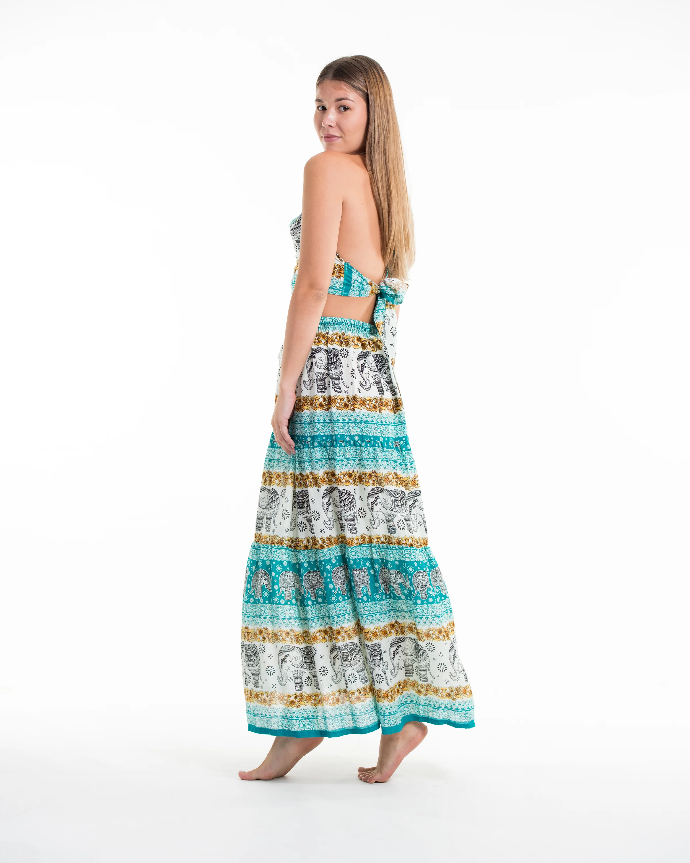 3117-Elephant-Dreams-Crop-Top-and-Long-Skirt-in-Turquoise-4.webp Elephant Dreams Crop Top and Long Skirt in Turquoise