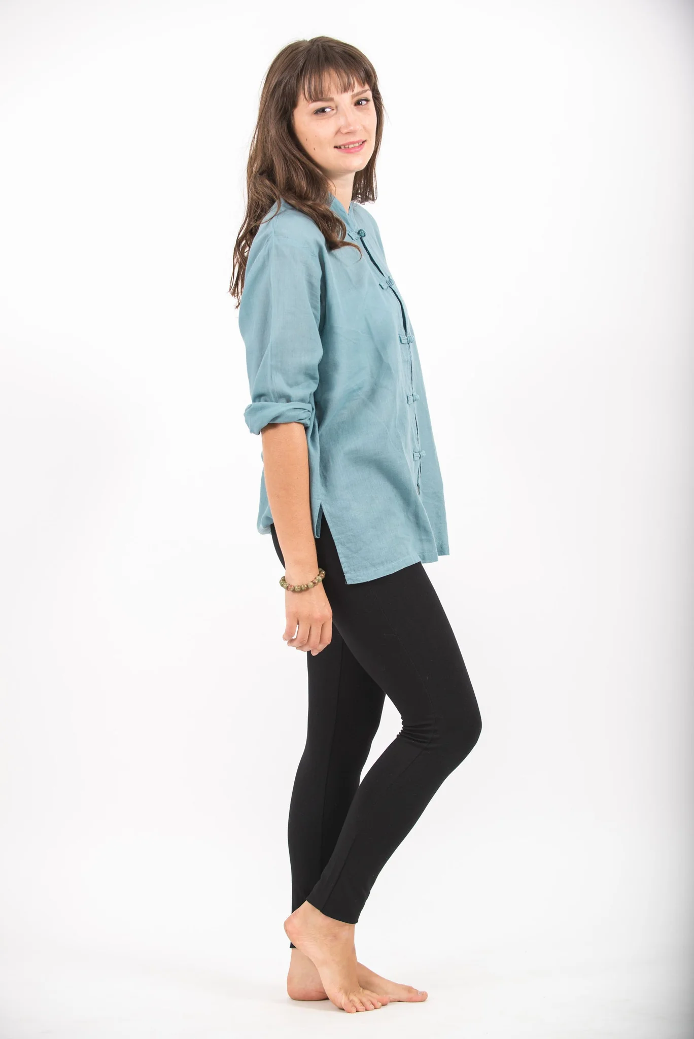 3179-Womens-Yoga-Shirts-Chinese-Collared-in-Aqua-3.webp Womens Yoga Shirts Chinese Collared in Aqua