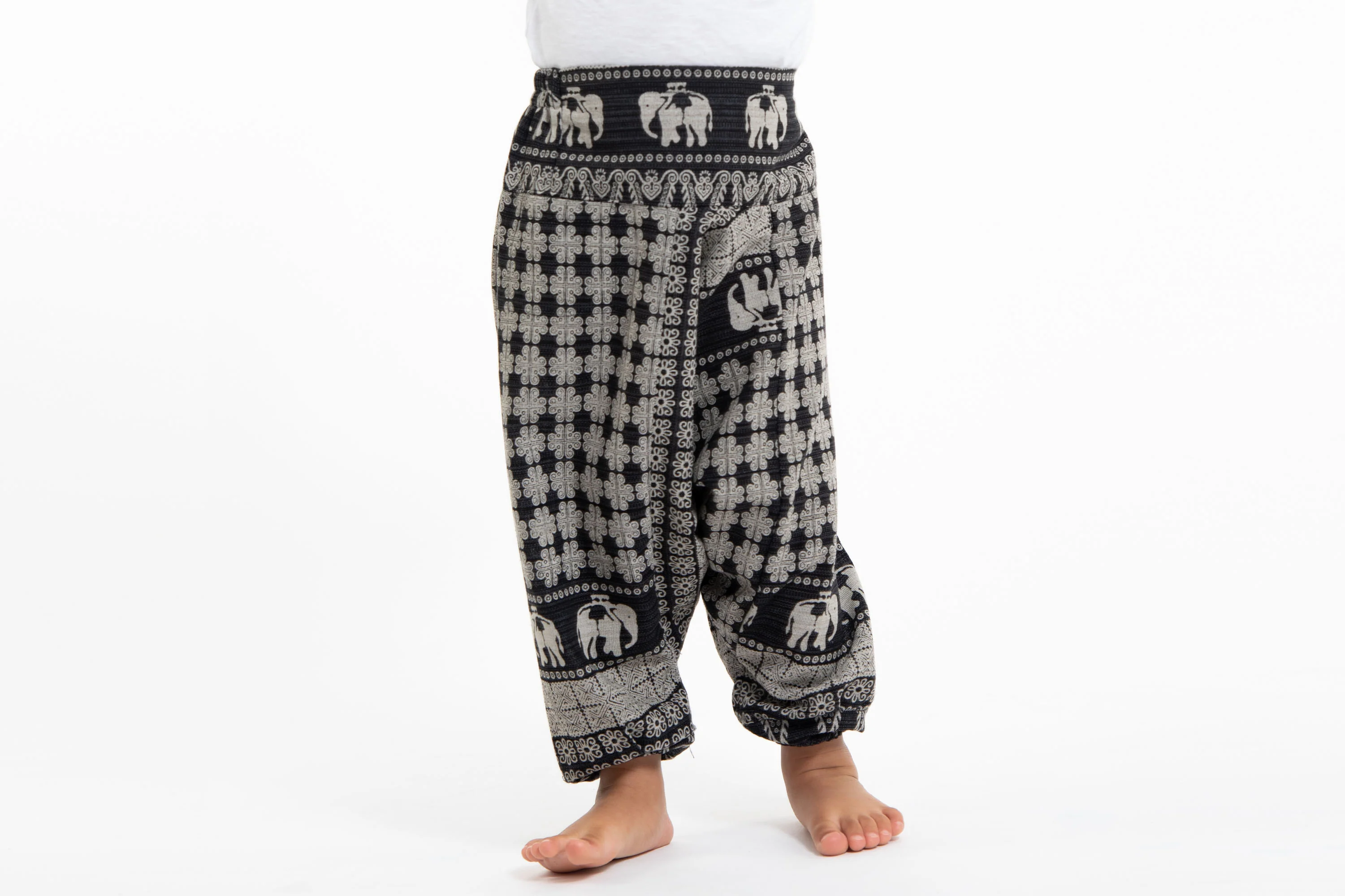 Hill Tribe Elephant Kids Elephant Pants in Black