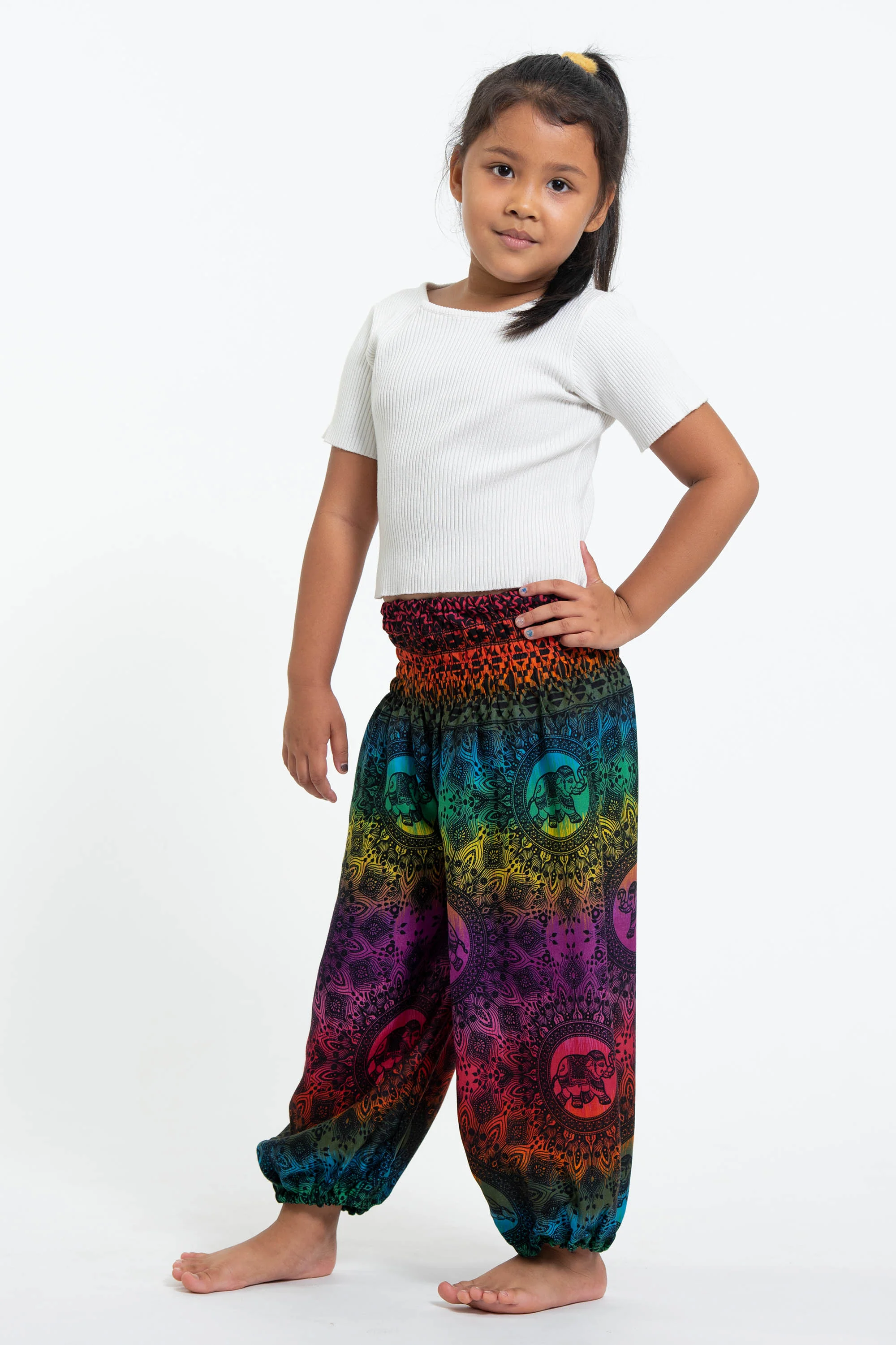 Rainbow Elephant Kids Elephant Pants in Purple