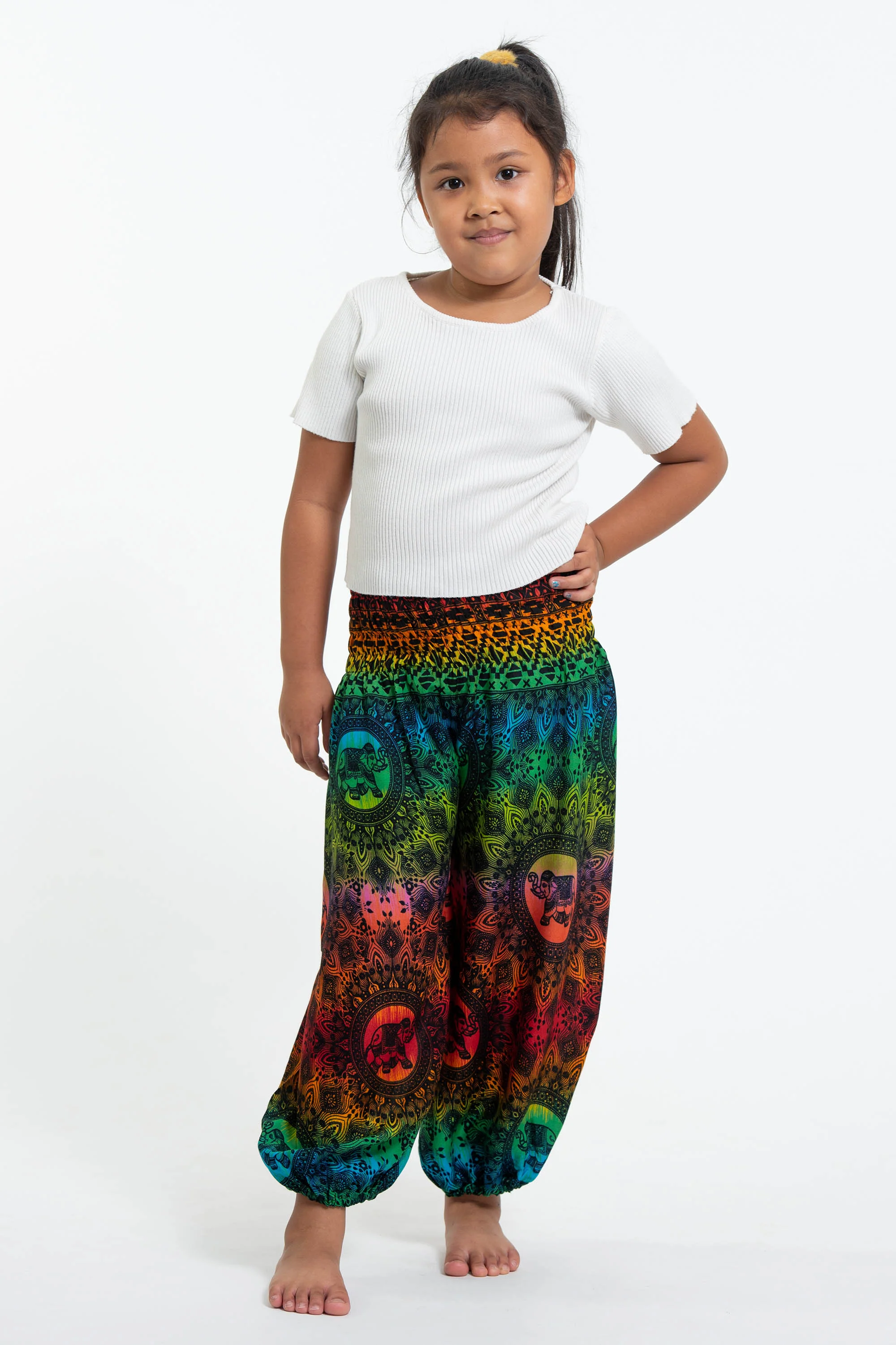 Rainbow Elephant Kids Elephant Pants in Orange