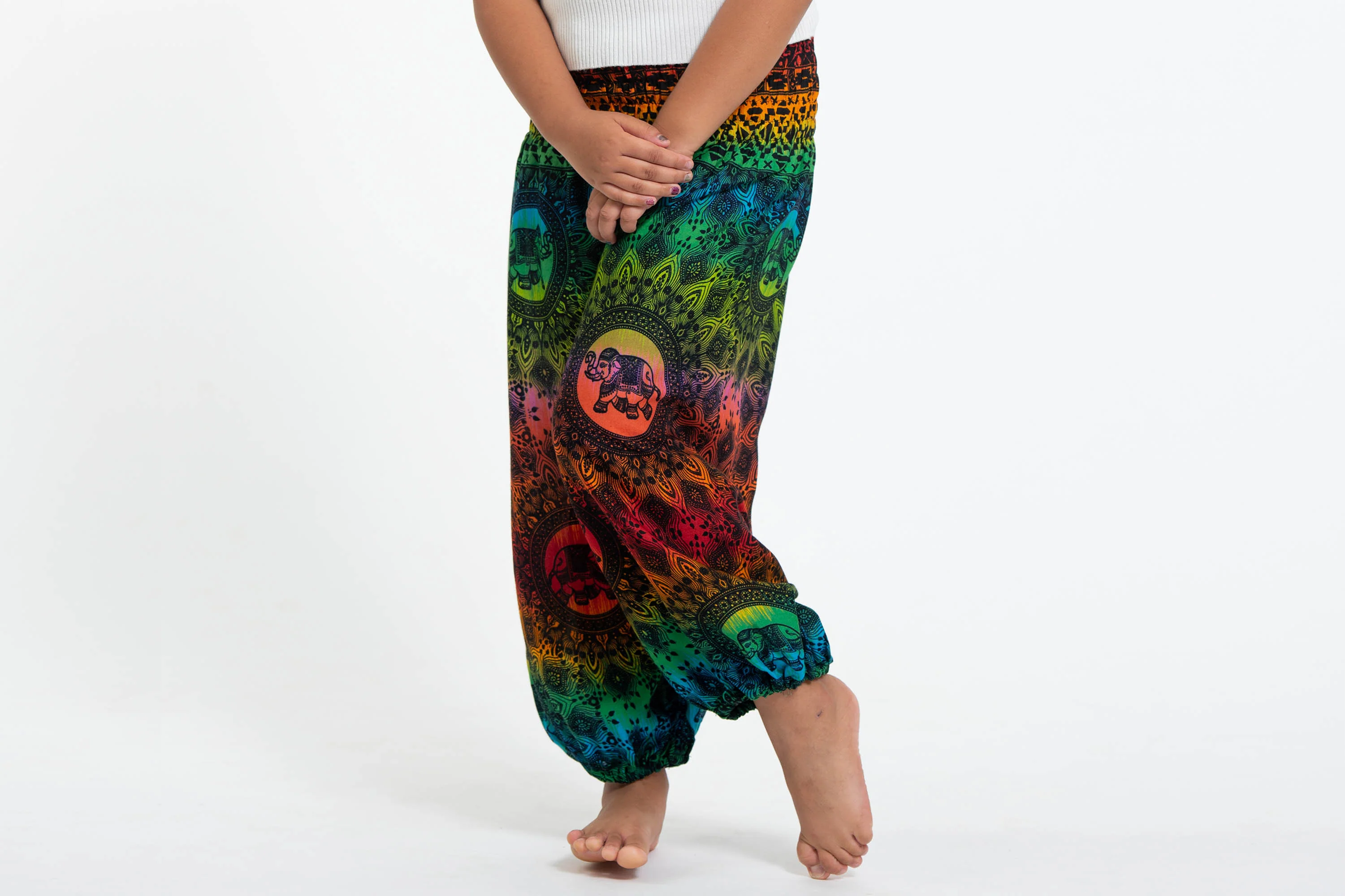 Rainbow Elephant Kids Elephant Pants in Orange