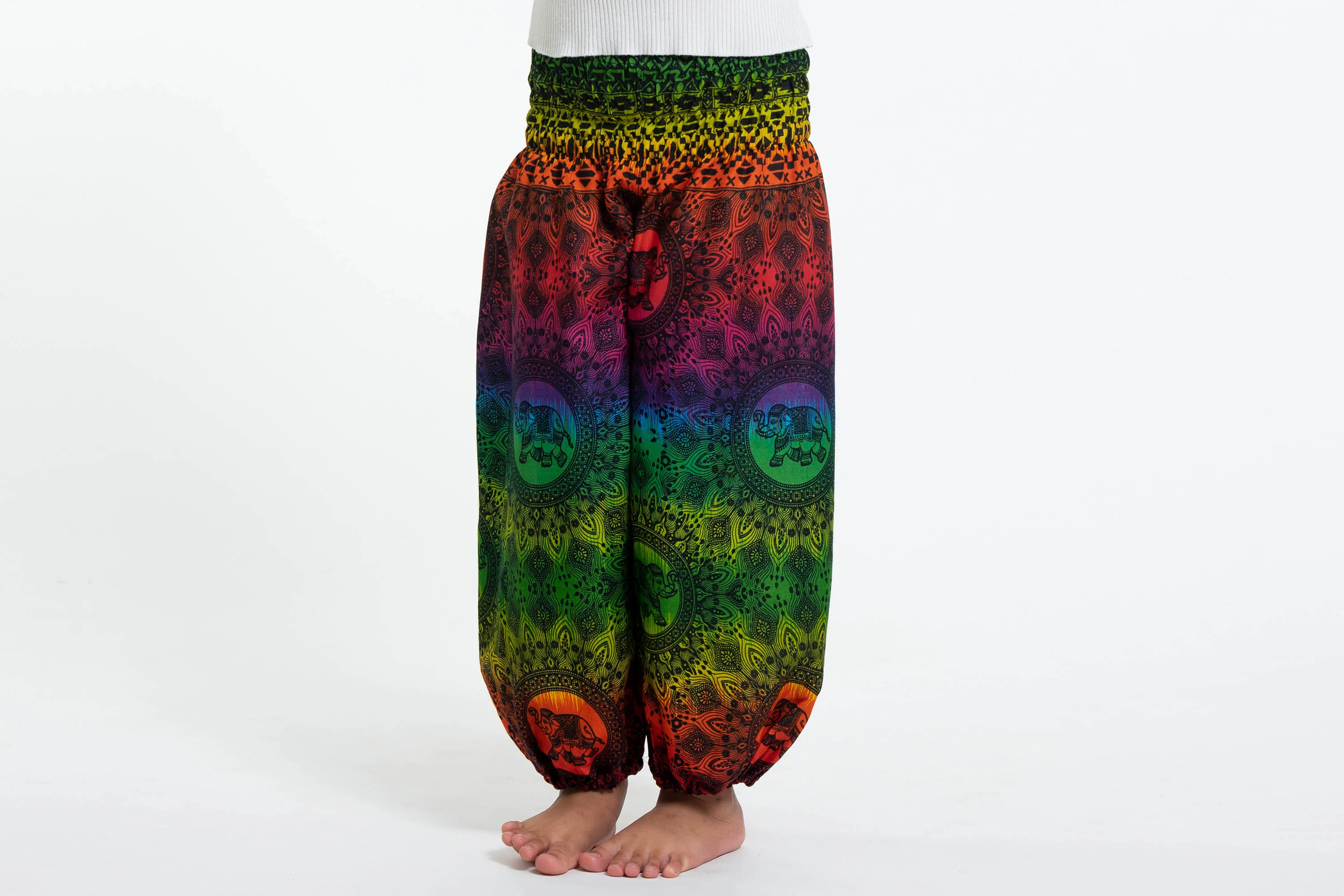 Rainbow Elephant Kids Elephant Pants in Green