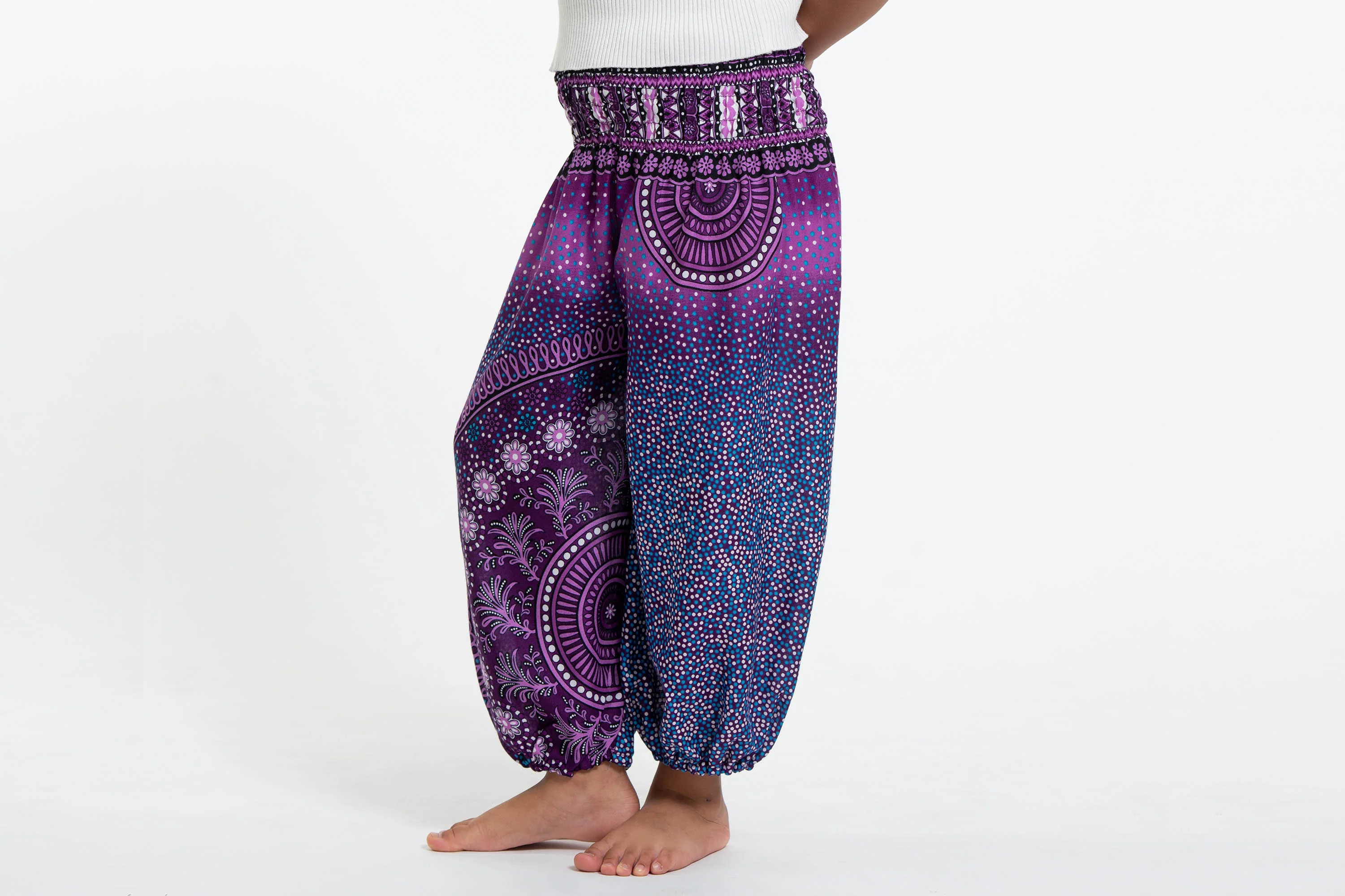 Tribal Chakras Kids Harem Pants in Purple