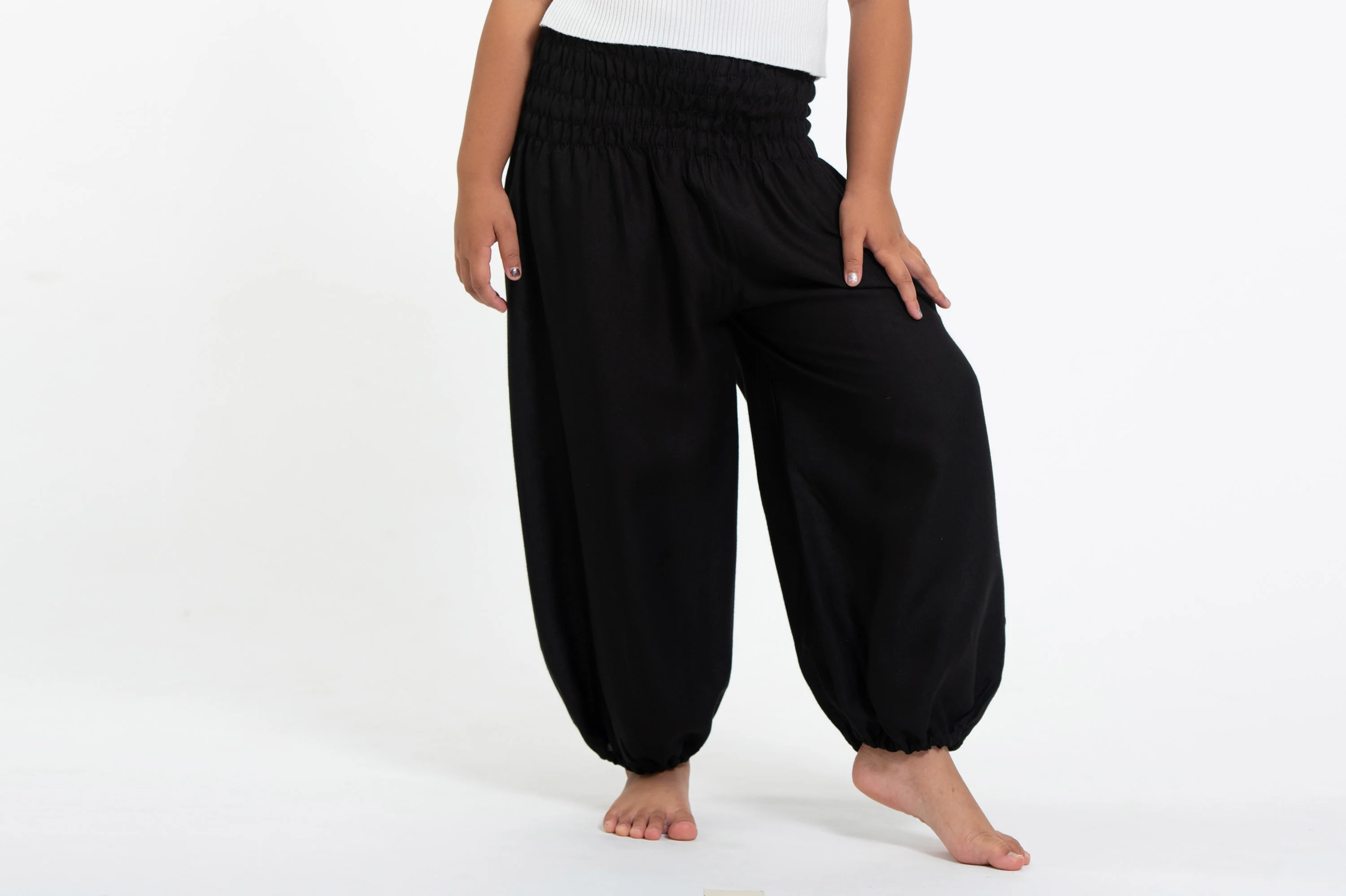 Solid Color Kids Harem Pants in Black