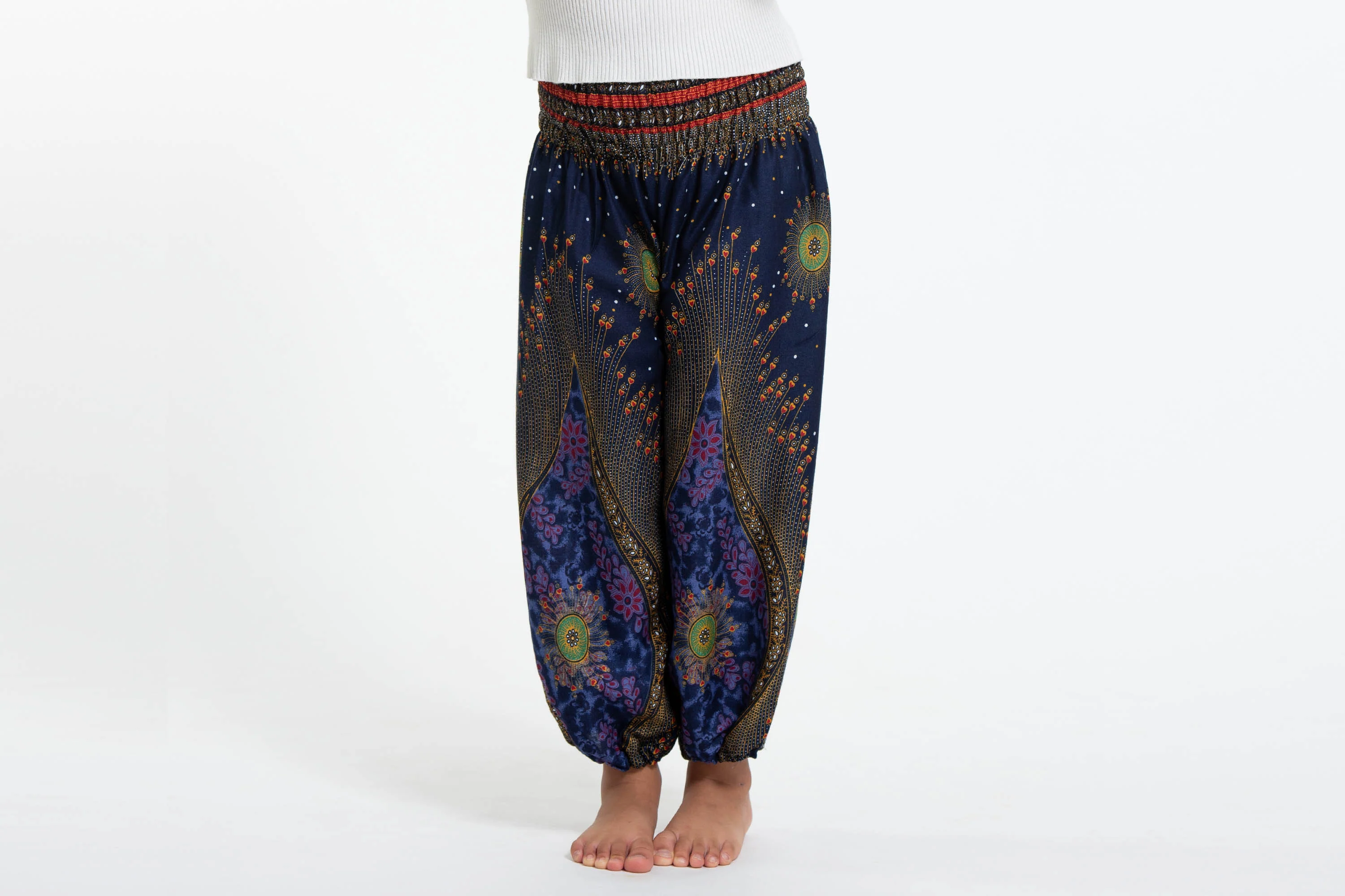 Peacock Eye Kids Harem Pants in Navy