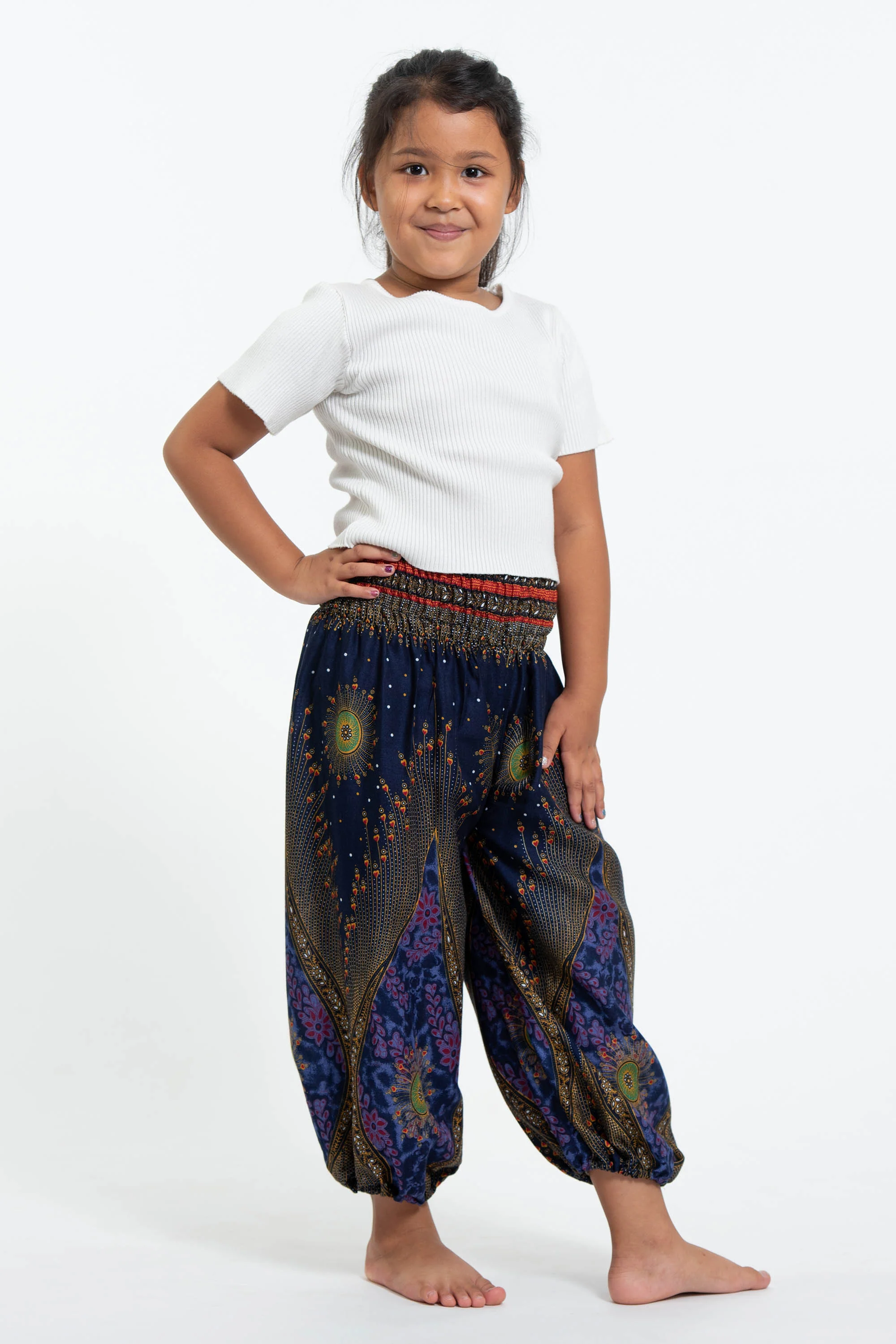 402-Peacock-Eye-Kids-Harem-Pants-in-Navy-3.webp Peacock Eye Kids Harem Pants in Navy
