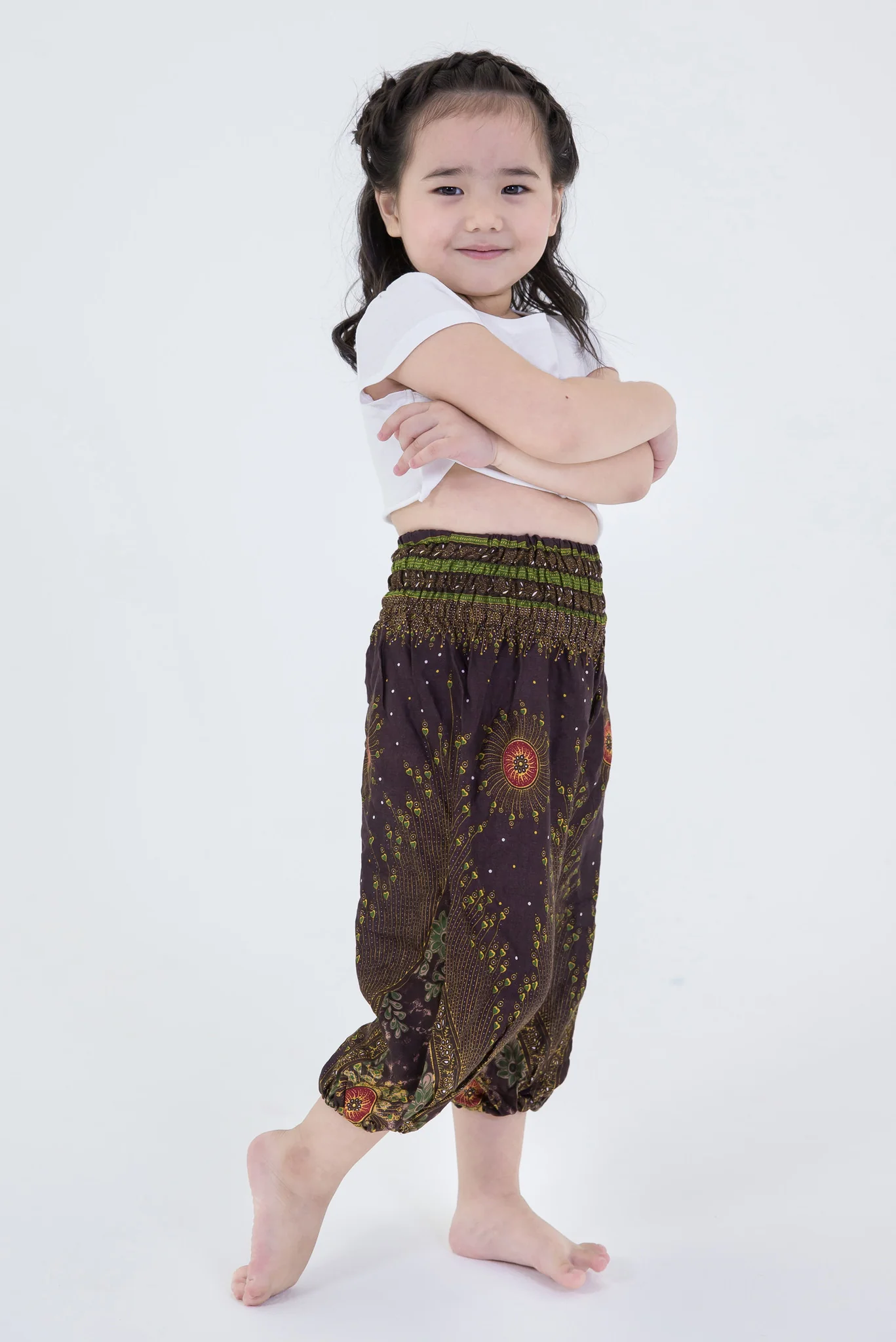 414-Peacock-Eye-Kids-Harem-Pants-in-Brown-3.webp Peacock Eye Kids Harem Pants in Brown