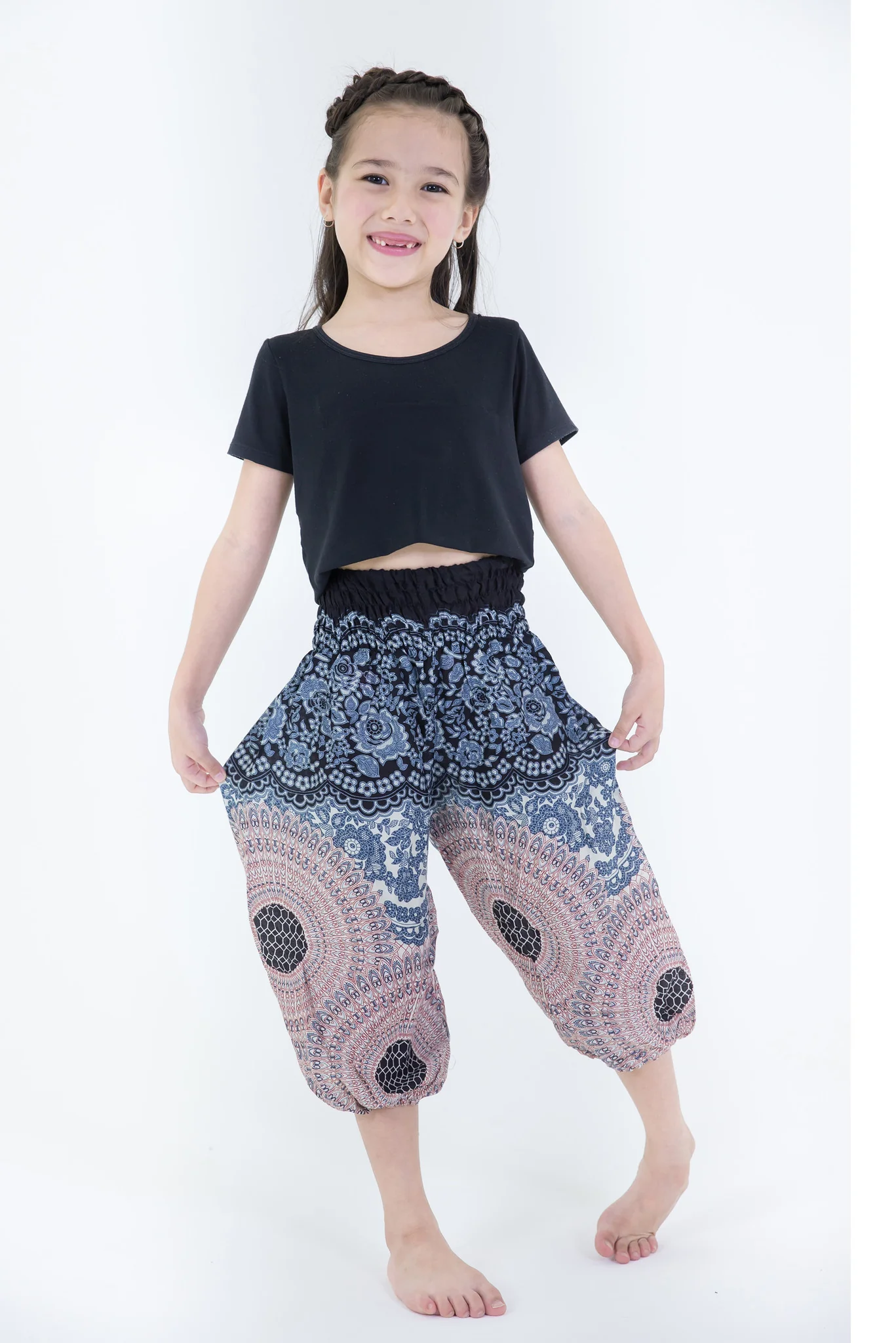 418-Geometric-Mandalas-Kids-Harem-Pants-in-Silver-Gray-4.webp Geometric Mandalas Kids Harem Pants in Silver Gray