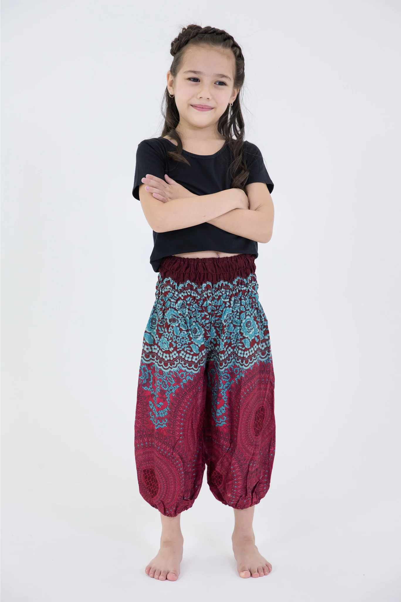 422-Geometric-Mandalas-Kids-Harem-Pants-in-Red-3.webp Geometric Mandalas Kids Harem Pants in Red