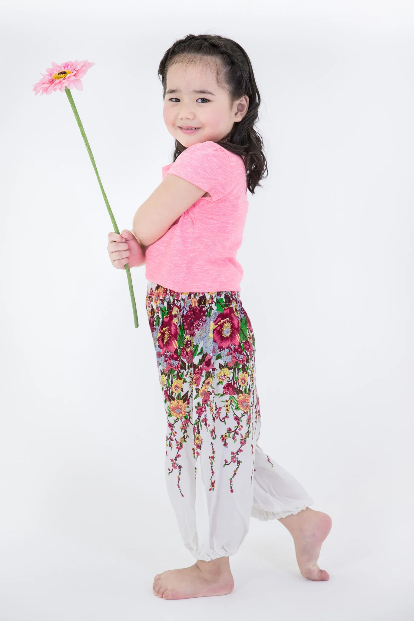 446-Floral-Kids-Harem-Pants-in-White-3.webp Floral Kids Harem Pants in White