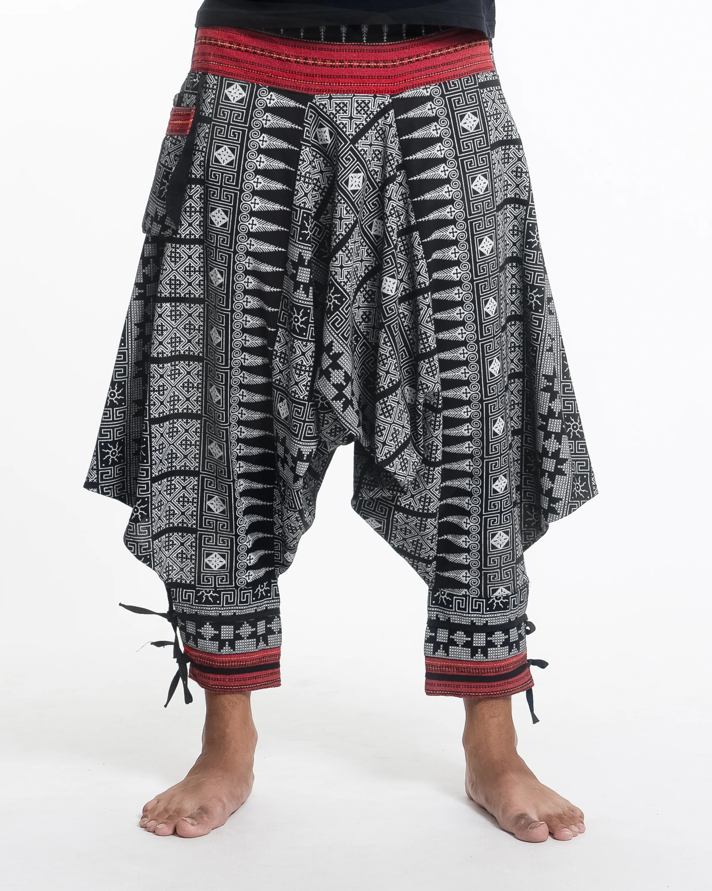 458-Traditional-Prints-Thai-Hill-Tribe-Fabric-Men-s-Harem-Pants-with-Ankle-Straps-3.webp Traditional Prints Thai Hill Tribe Fabric Men's Harem Pants with Ankle Straps