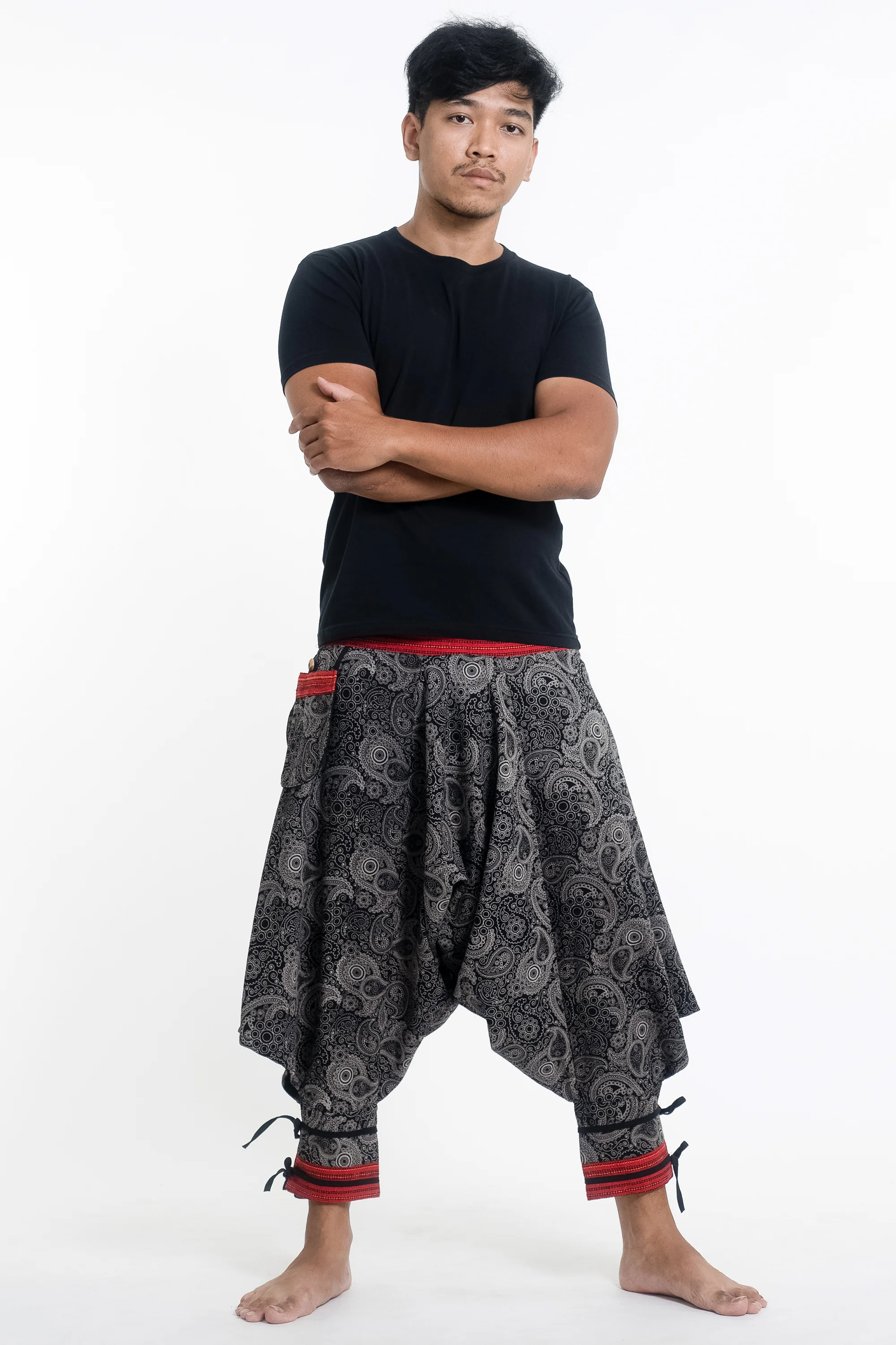 462-Paisley-Thai-Hill-Tribe-Fabric-Men-s-Harem-Pants-with-Ankle-Straps-3.webp Paisley Thai Hill Tribe Fabric Men's Harem Pants with Ankle Straps
