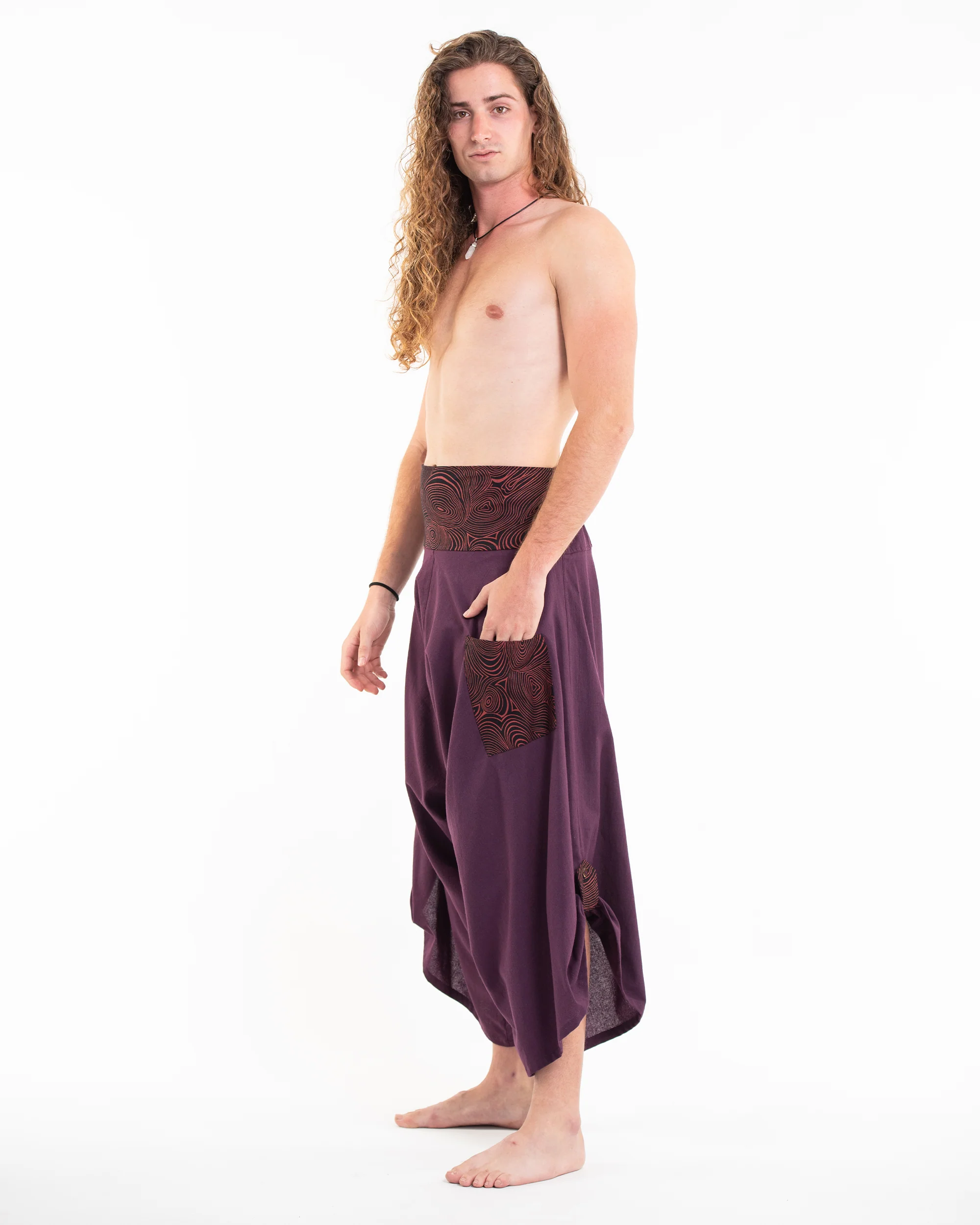 471-Men-s-Thai-Button-Up-Cotton-Pants-with-Hill-Tribe-Trim-Purple-3.webp Men's Thai Button Up Cotton Pants with Hill Tribe Trim Purple