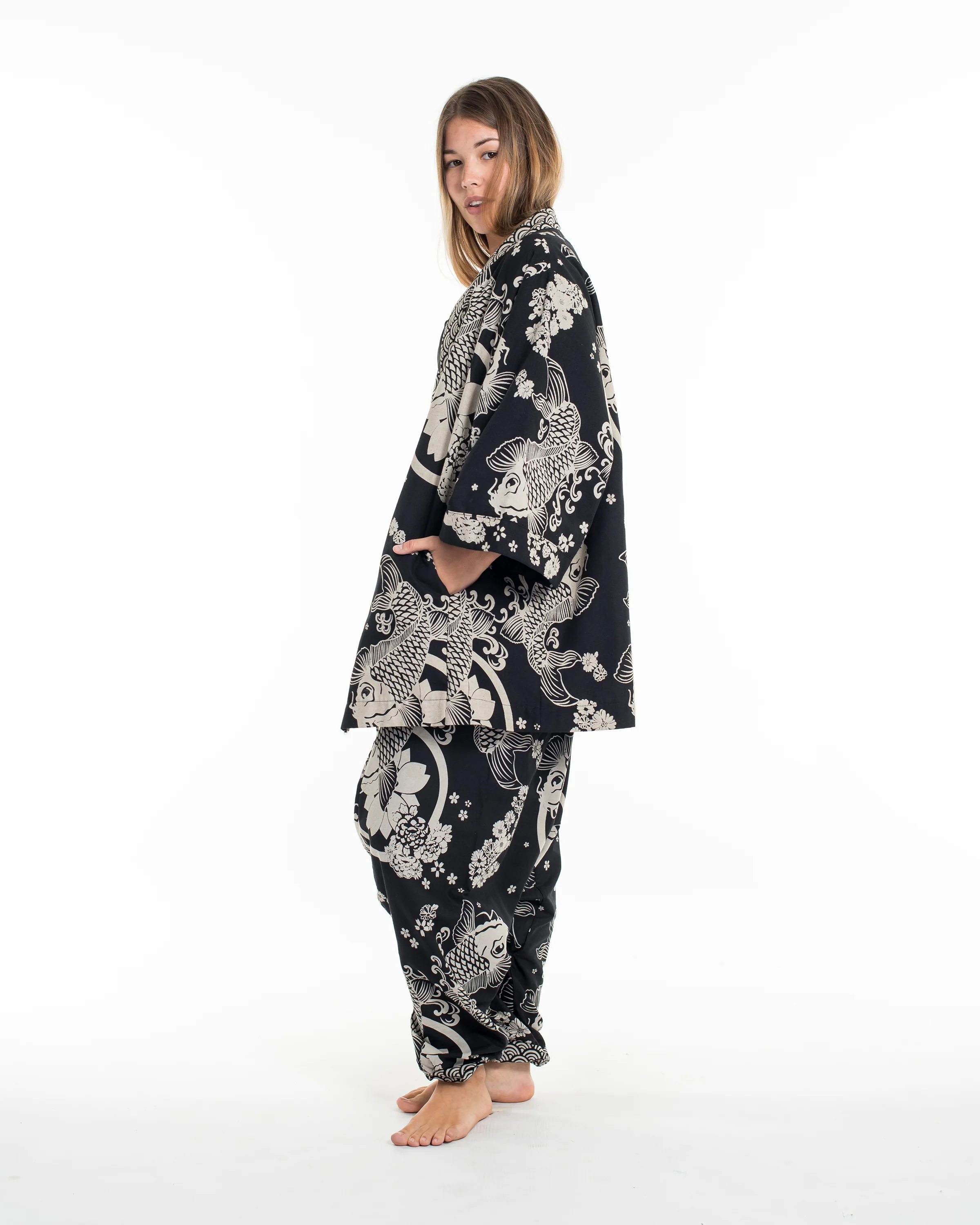 474-Koi-Fish-Print-Cotton-Kimono-Cardigan-in-Black-6.webp Koi Fish Print Cotton Kimono Cardigan in Black