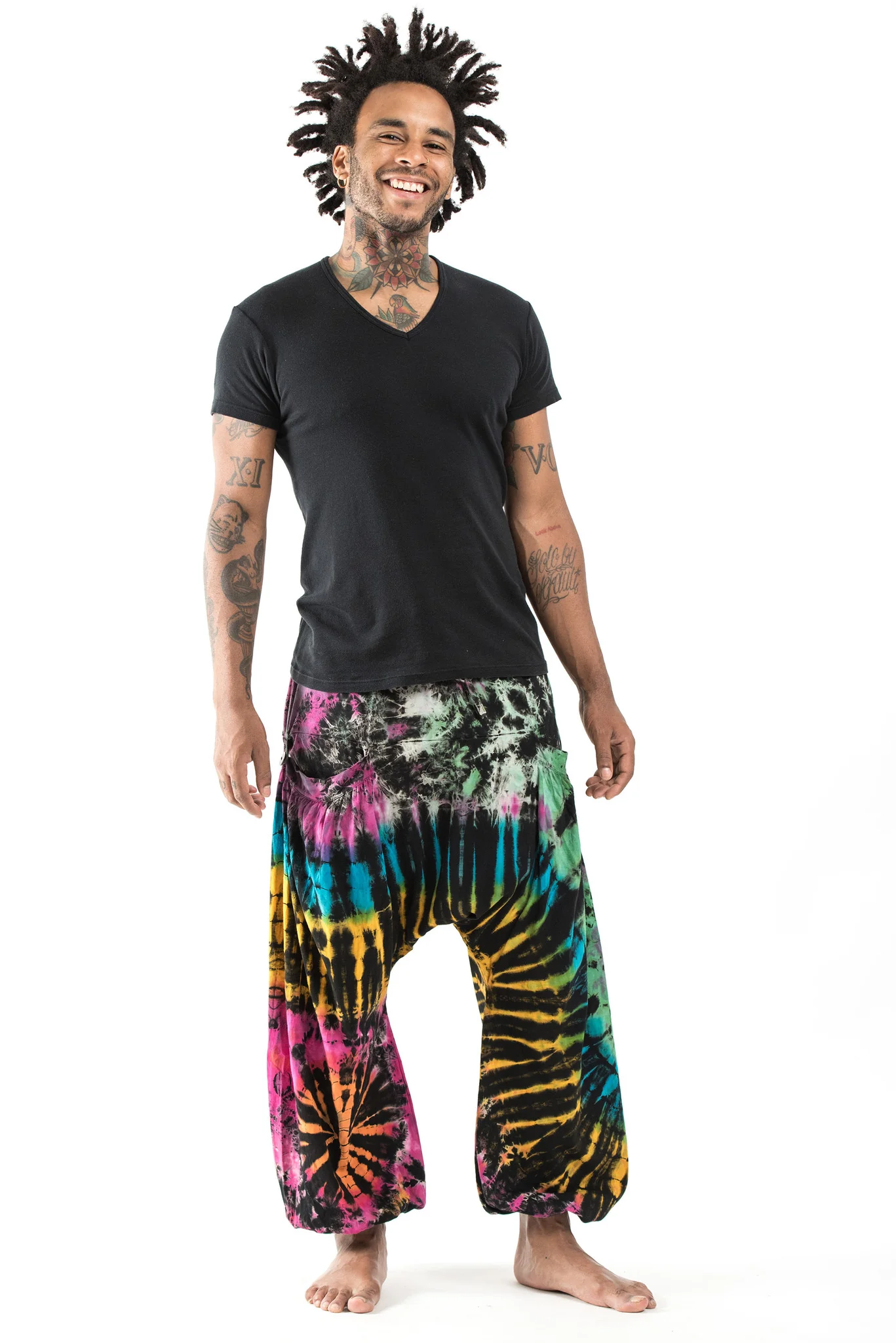 478-Tie-Dye-Cotton-Men-Harem-Pants-in-Festival-Black-3.webp Tie Dye Cotton Men Harem Pants in Festival Black