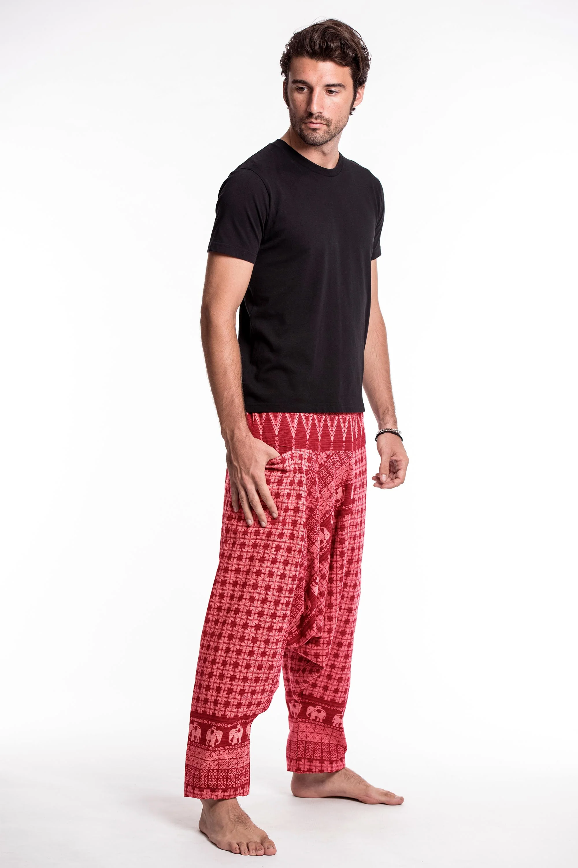 479-Hill-Tribe-Elephant-Men-s-Elephant-Pants-in-Red-3.webp Hill Tribe Elephant Men's Elephant Pants in Red