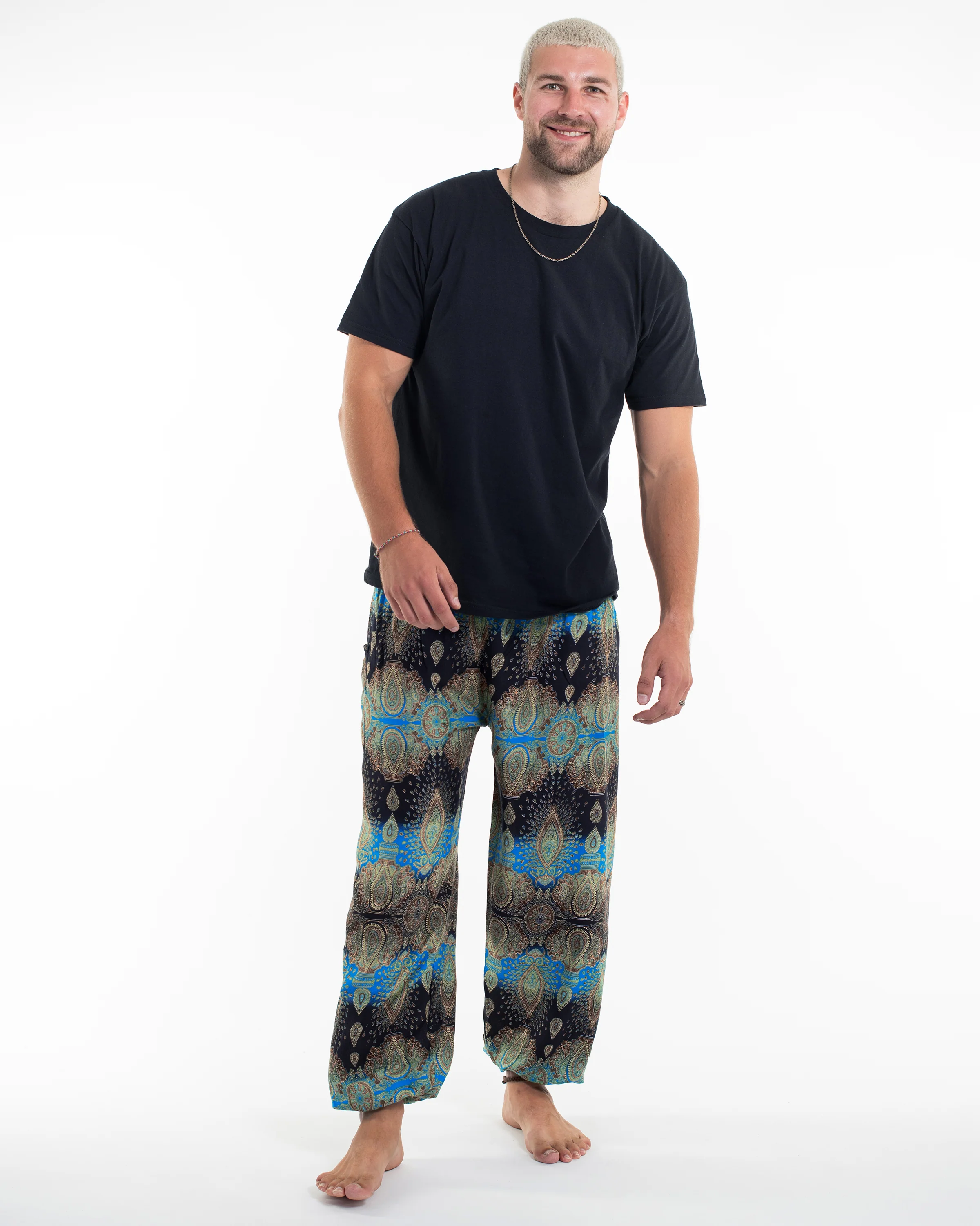 Paisley Men's Harem Pants in Turquoise
