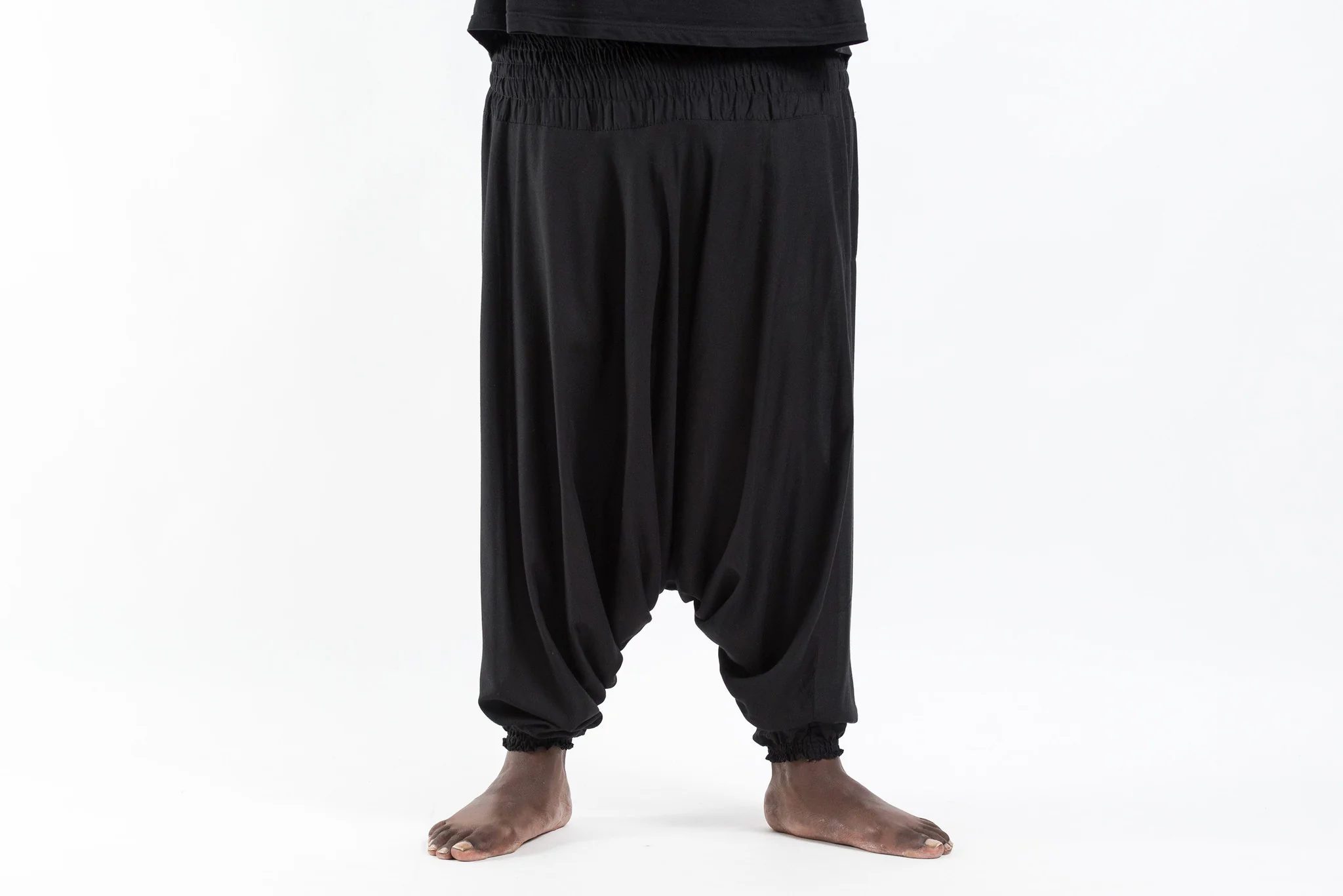 495-Plus-Size-Solid-Color-Drop-Crotch-Men-s-Harem-Pants-in-Black-2.webp Plus Size Solid Color Drop Crotch Men's Harem Pants in Black