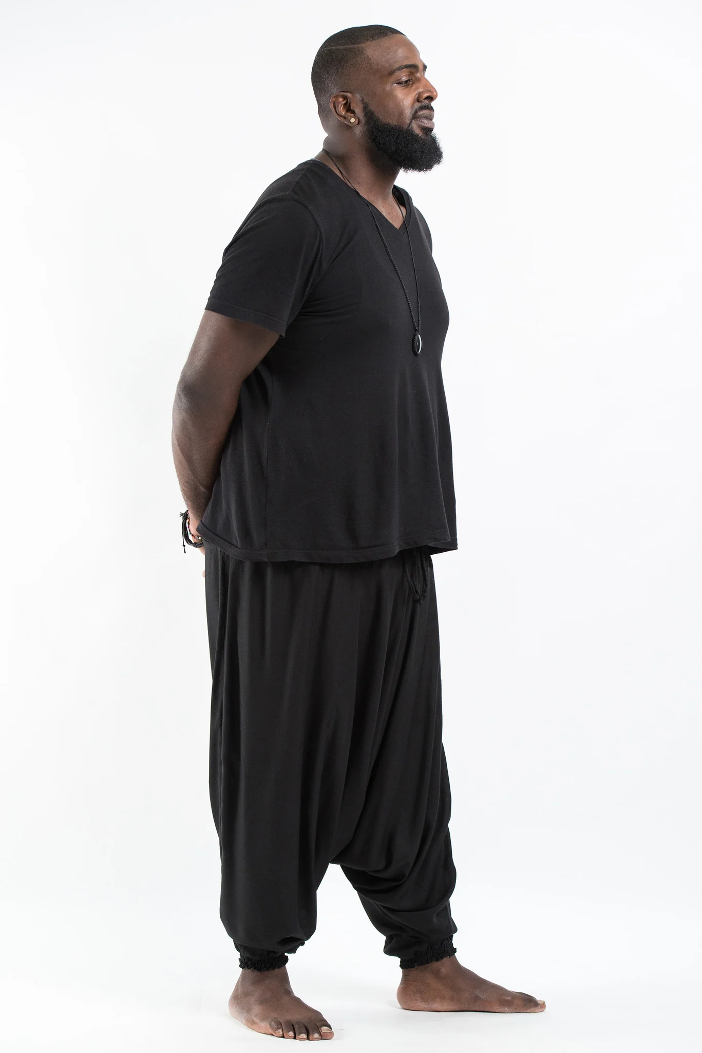 495-Plus-Size-Solid-Color-Drop-Crotch-Men-s-Harem-Pants-in-Black-4.webp Plus Size Solid Color Drop Crotch Men's Harem Pants in Black