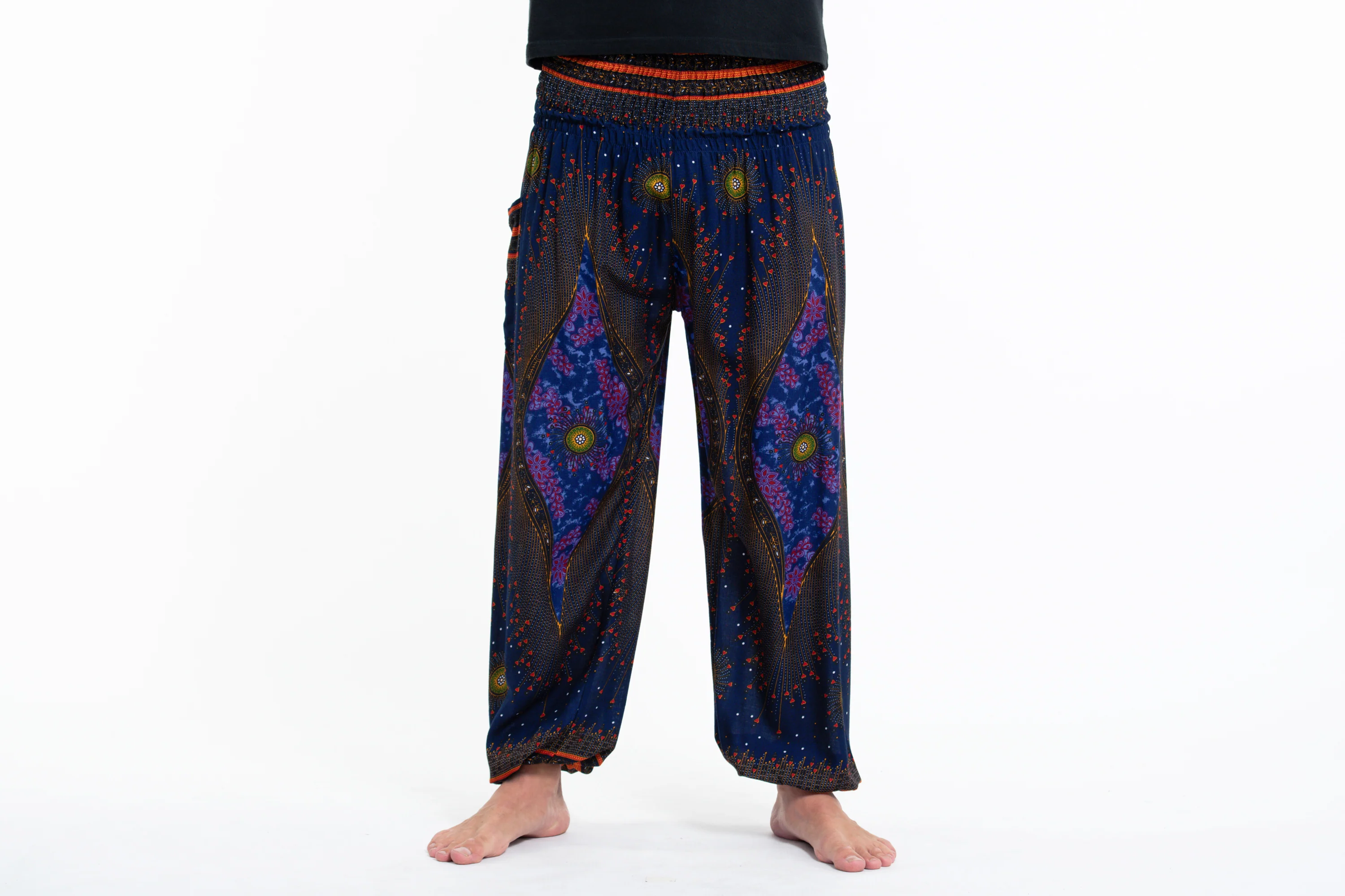 Peacock Eye Men's Harem Pants in Navy
