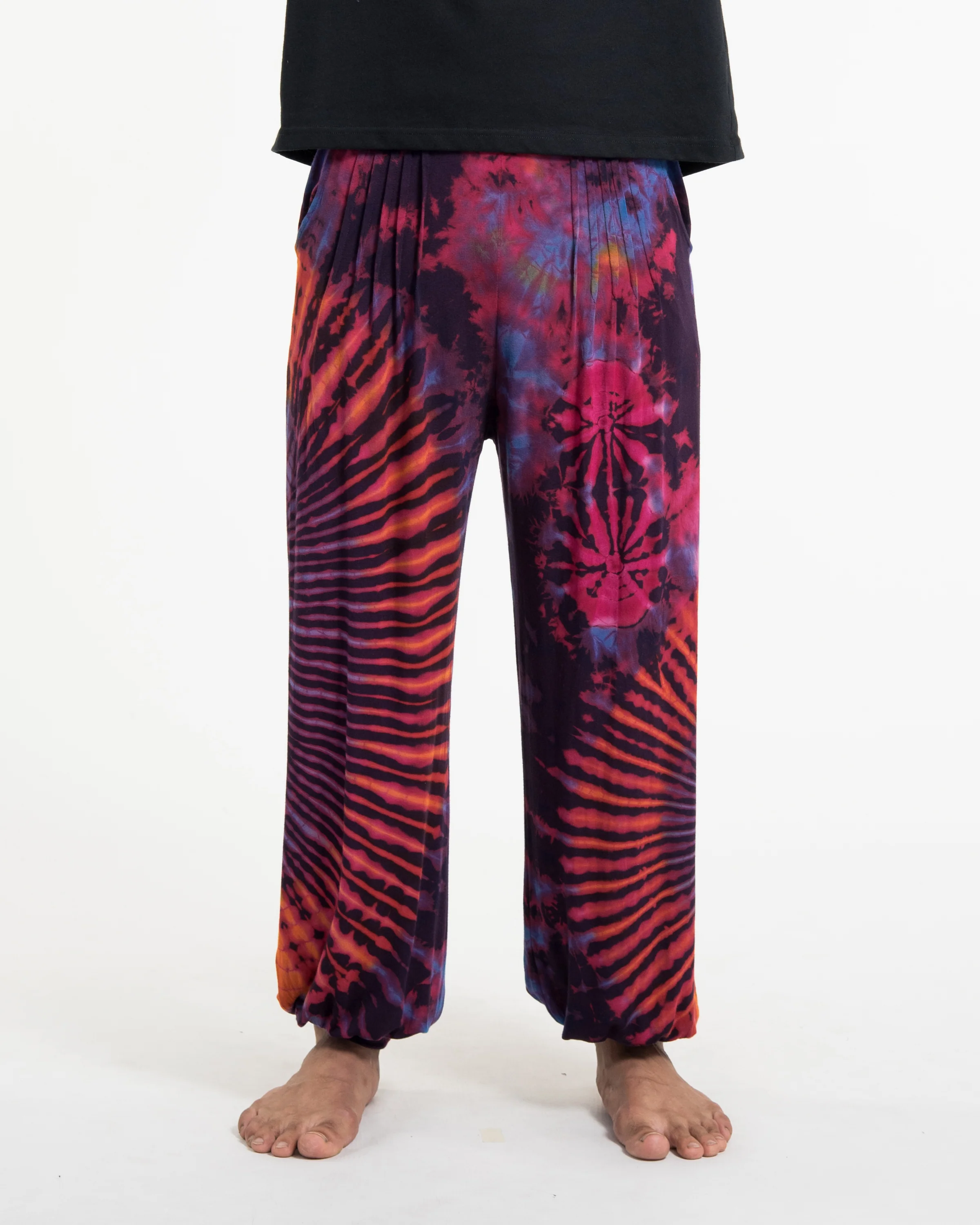 Tie Dye Cotton Men Harem Pants in Purple
