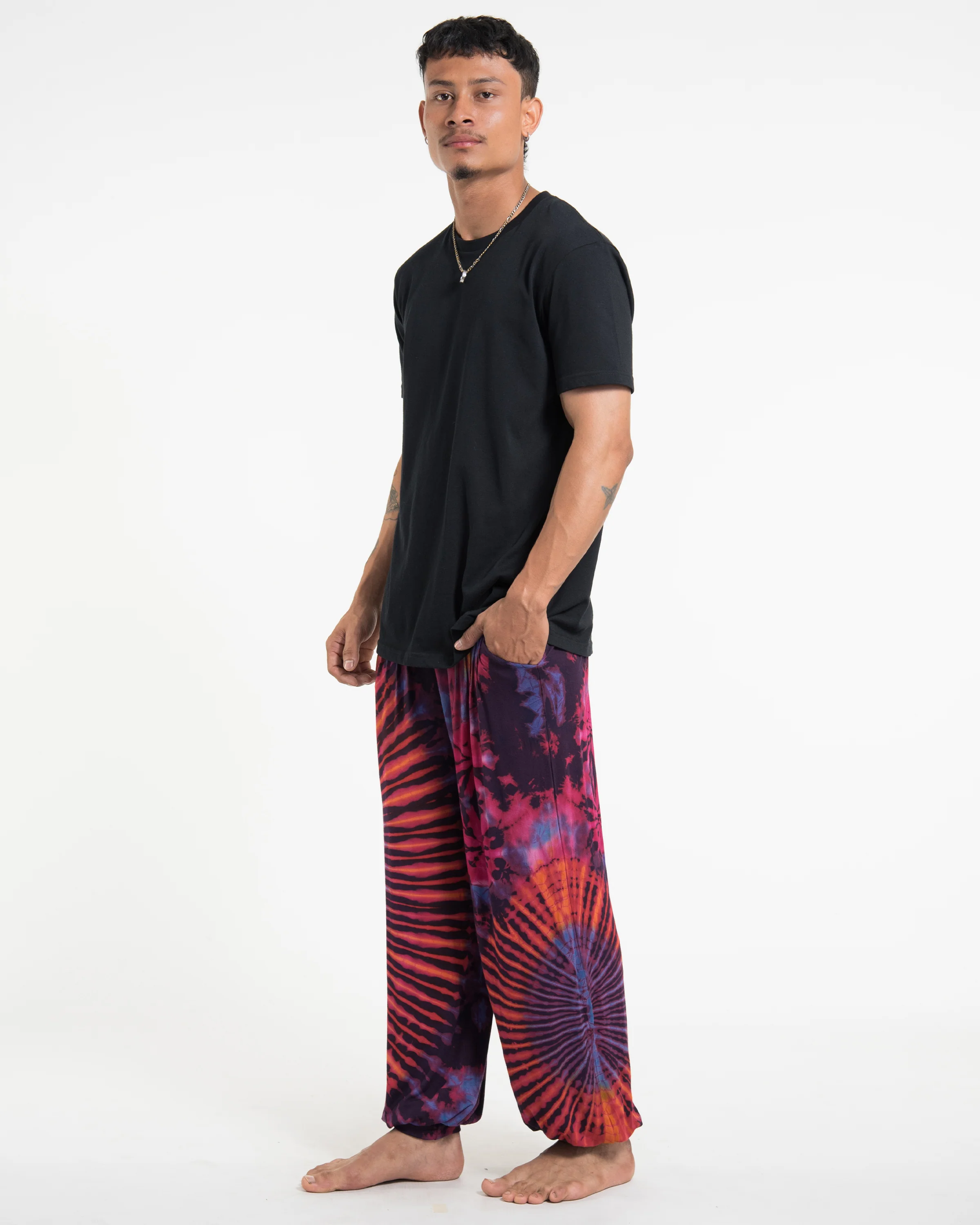 501-Tie-Dye-Cotton-Men-Harem-Pants-in-Purple-3.webp Tie Dye Cotton Men Harem Pants in Purple