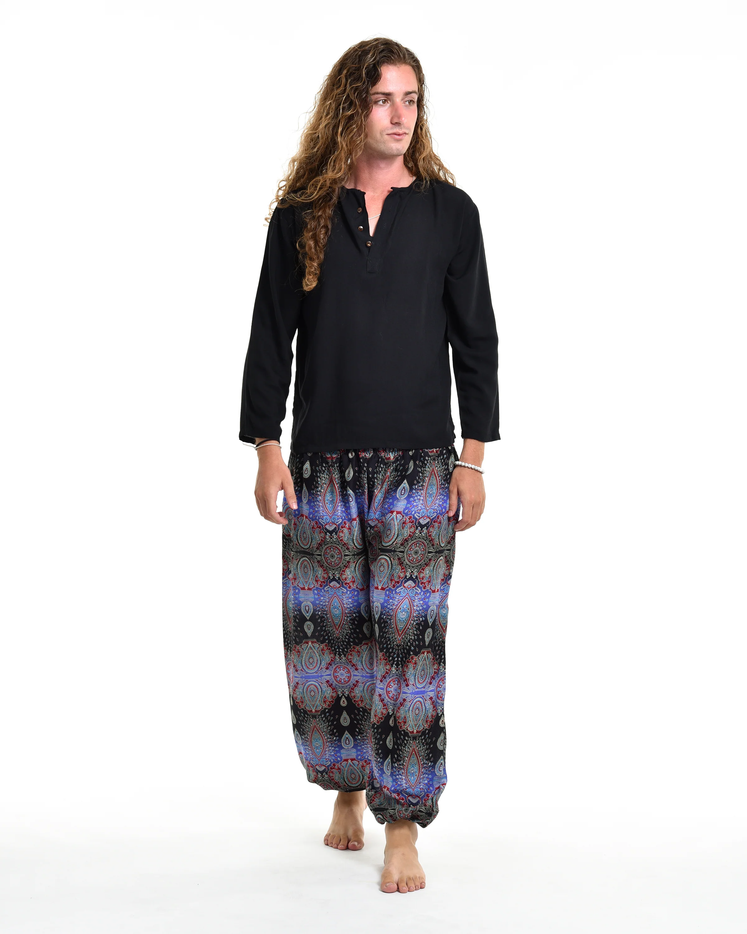 Paisley Men's Harem Pants in Blue
