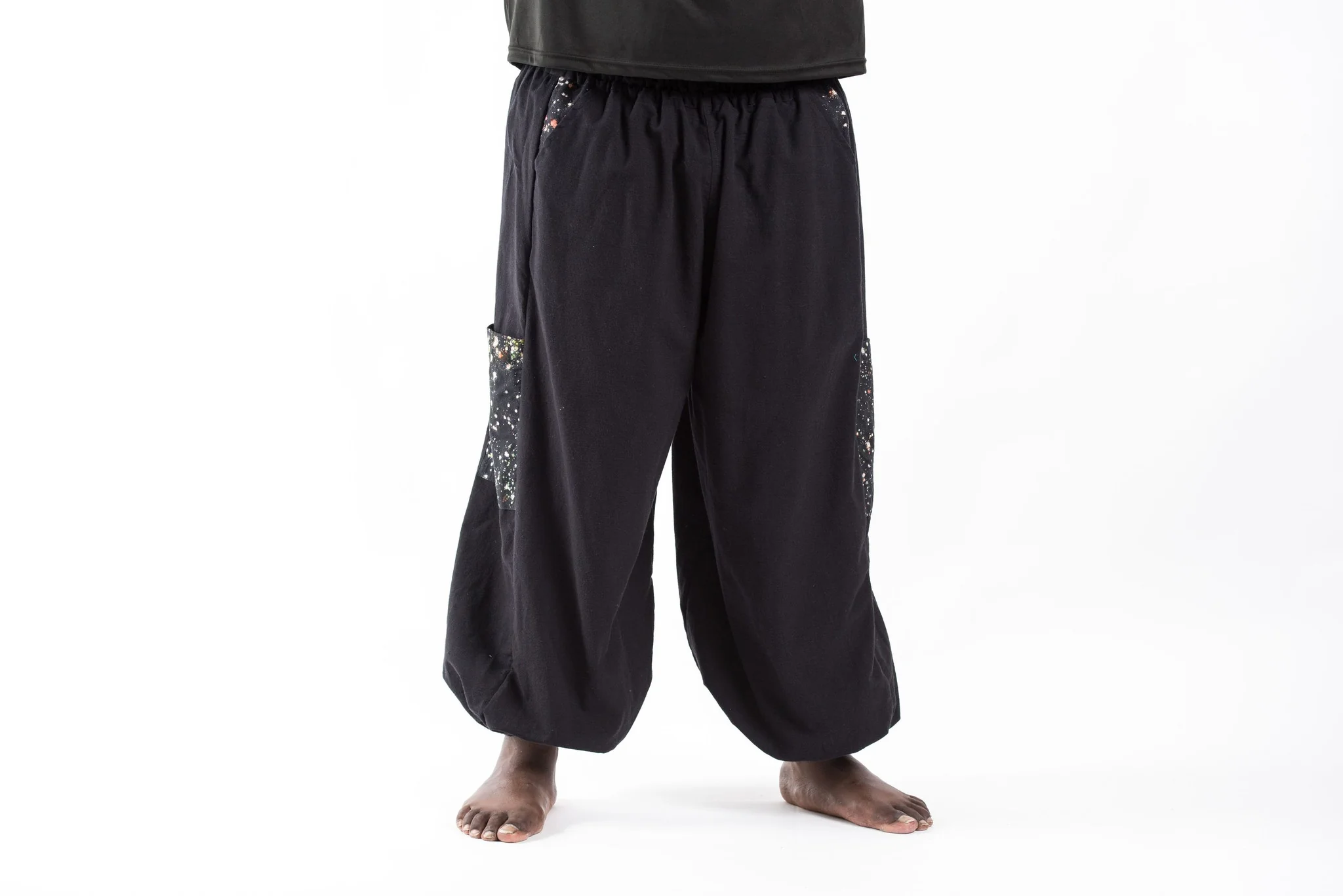 Plus Size Cotton Men Unisex Pants in Black