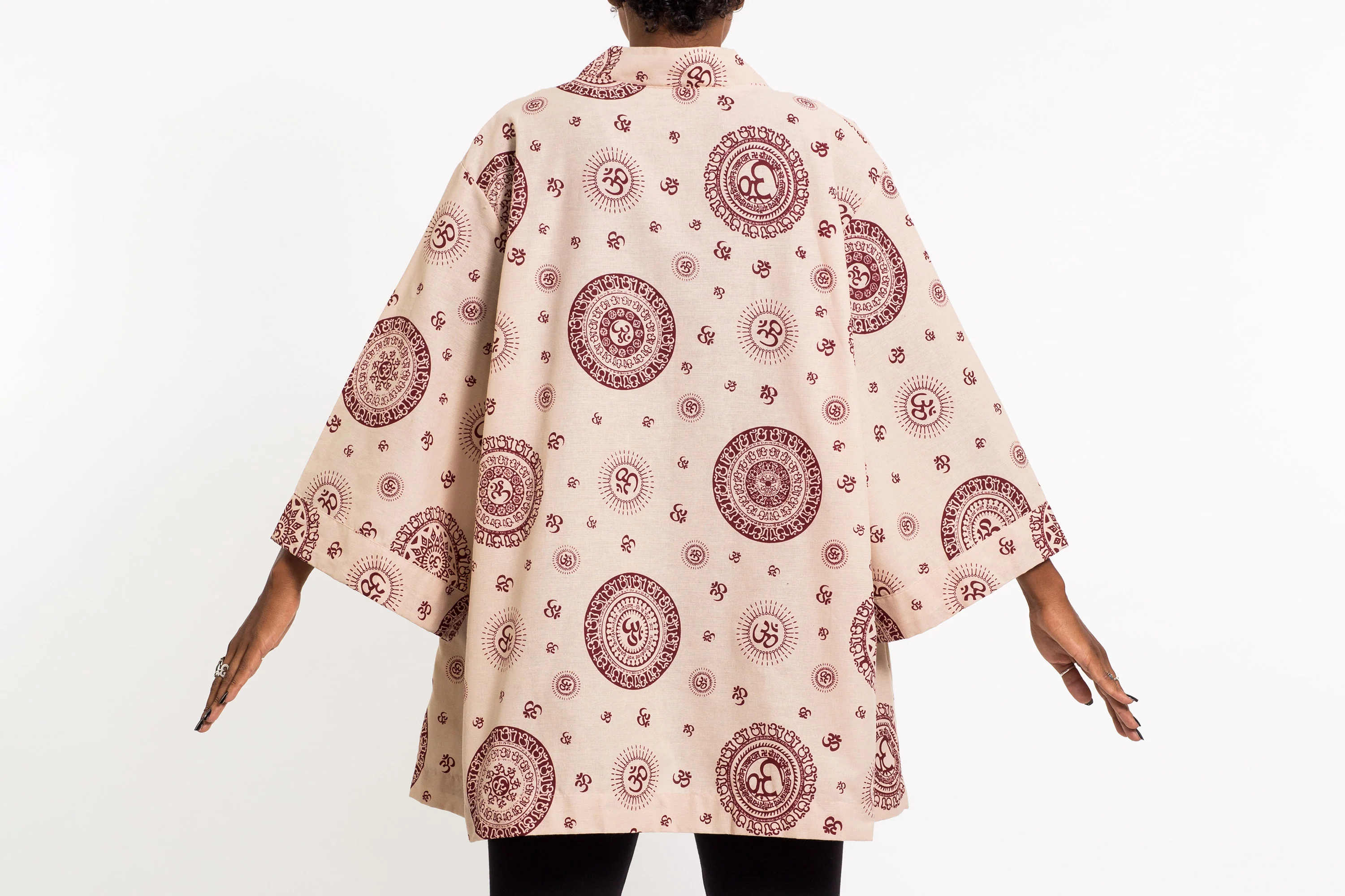 518-Ohm-Print-Cotton-Kimono-Cardigan-in-Cream-3.webp Ohm Print Cotton Kimono Cardigan in Cream