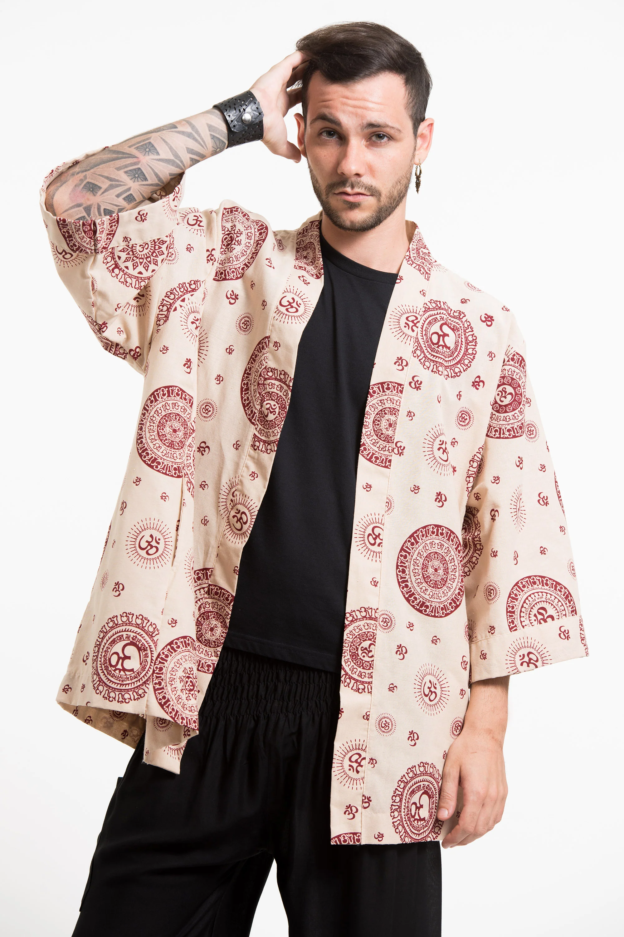 518-Ohm-Print-Cotton-Kimono-Cardigan-in-Cream-7.webp Ohm Print Cotton Kimono Cardigan in Cream