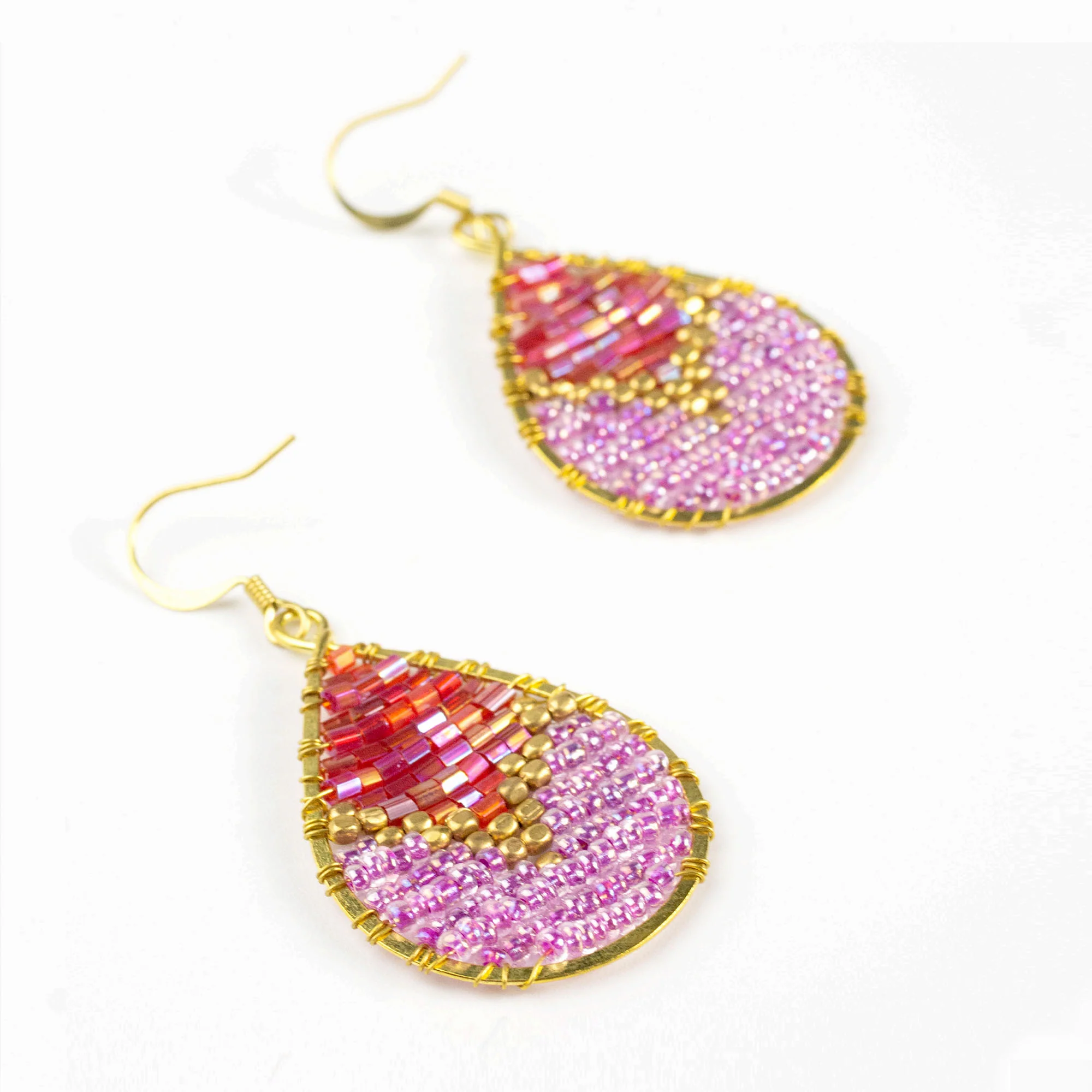 52-Oval-Purple-Beads-Brass-Earrings-3.webp Oval Purple Beads Brass Earrings