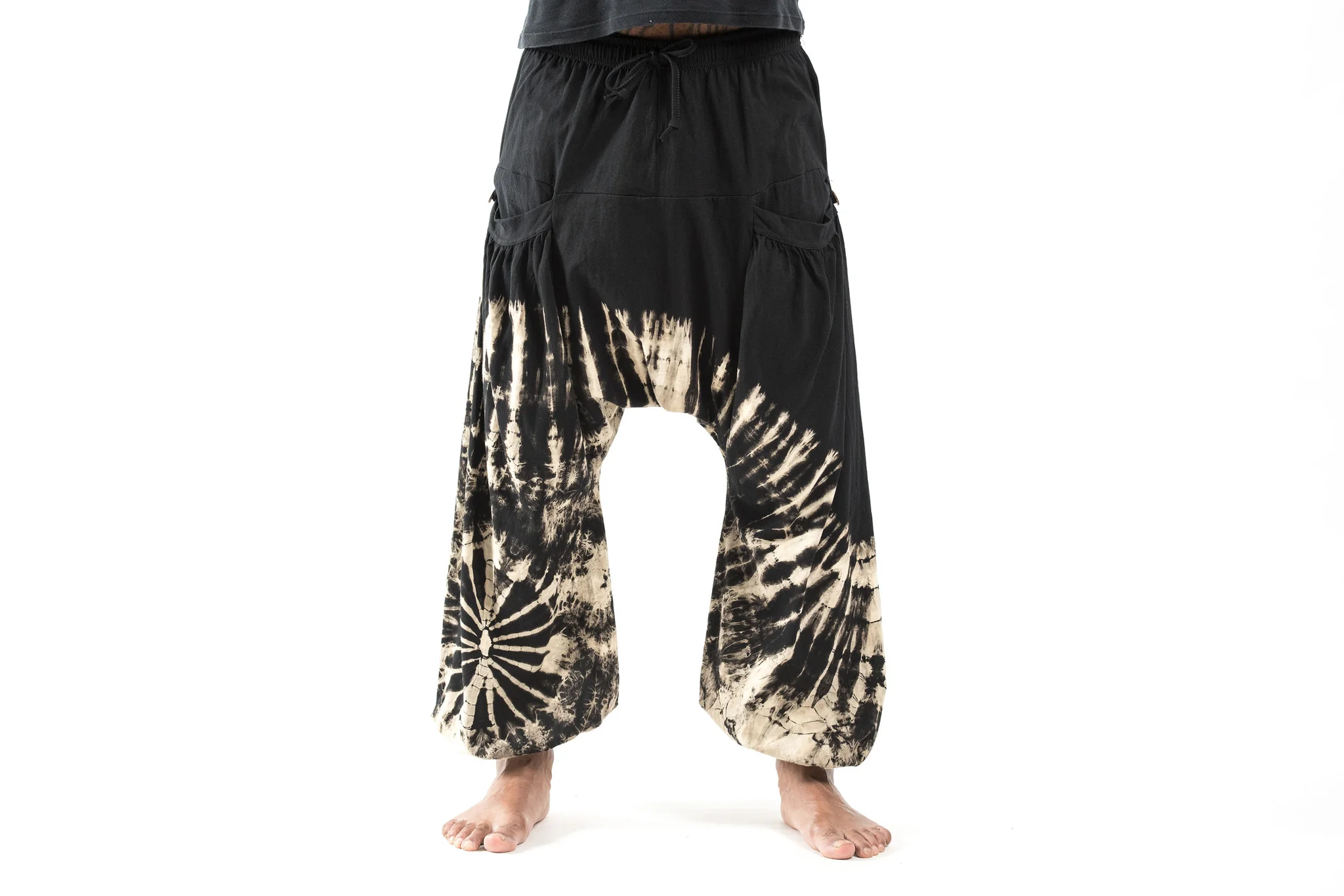 528-Tie-Dye-Cotton-Men-Harem-Pants-in-Black-2.webp Tie Dye Cotton Men Harem Pants in Black