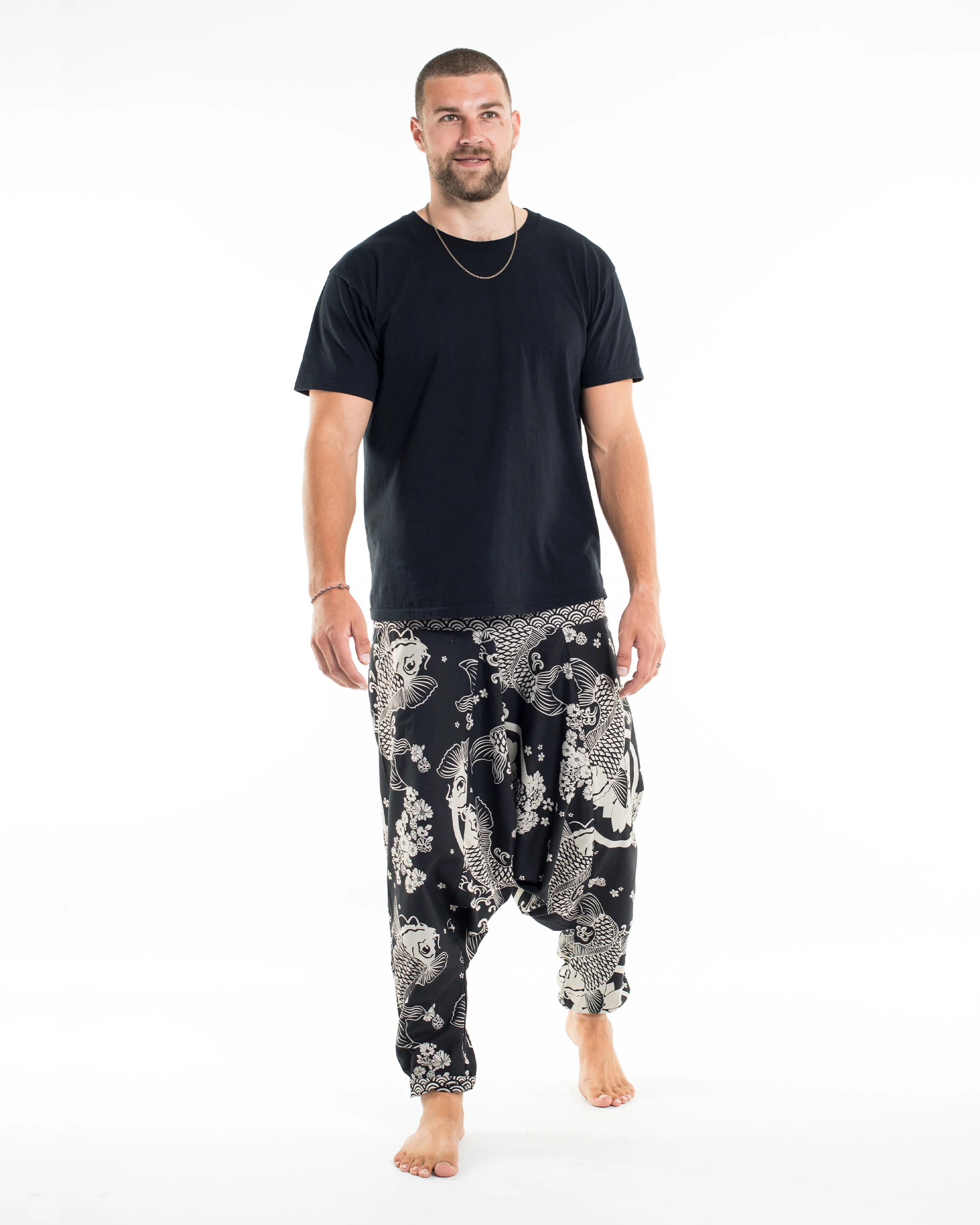 533-Hill-Tribe-Koi-Fish-Print-Men-s-Harem-Pants-in-Black-4.webp Hill Tribe Koi Fish Print Men's Harem Pants in Black