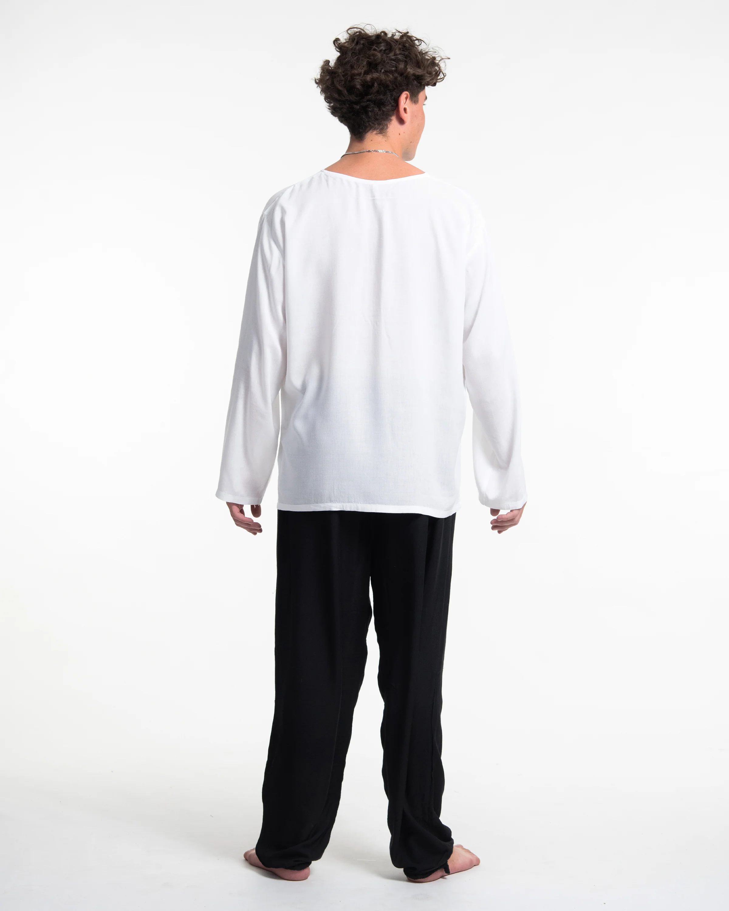 535-Mens-Yoga-Shirts-No-Collar-with-Coconut-Buttons-in-White-3.webp Mens Yoga Shirts No Collar with Coconut Buttons in White