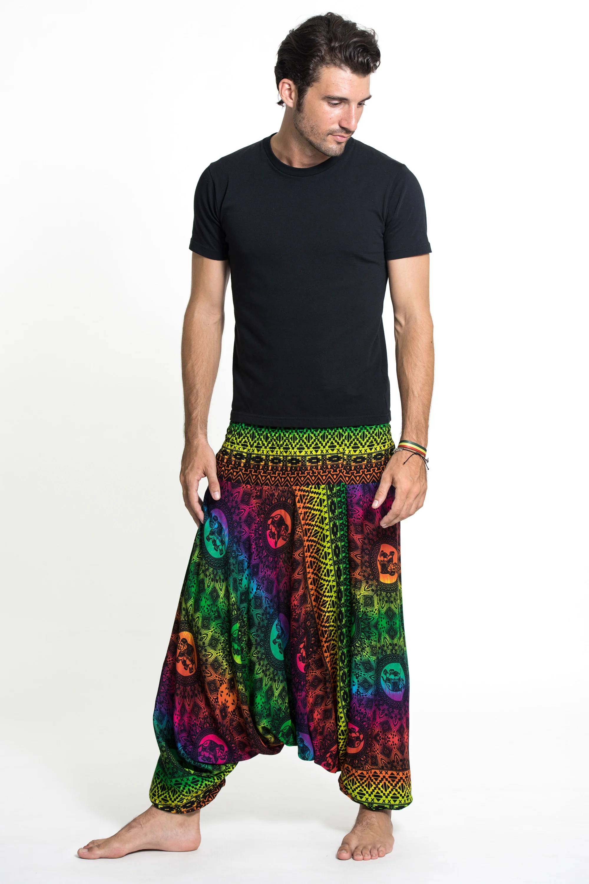 542-Rainbow-Elephant-Drop-Crotch-Men-s-Elephant-Pants-in-Green-3.webp Rainbow Elephant Drop Crotch Men's Elephant Pants in Green