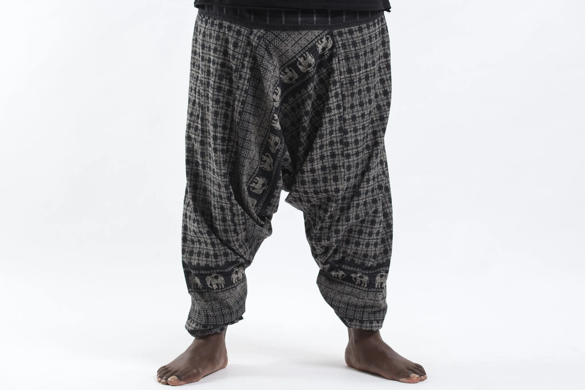 544-Plus-Size-Hill-Tribe-Elephant-Men-s-Elephant-Pants-in-Black-2.webp Plus Size Hill Tribe Elephant Men's Elephant Pants in Black