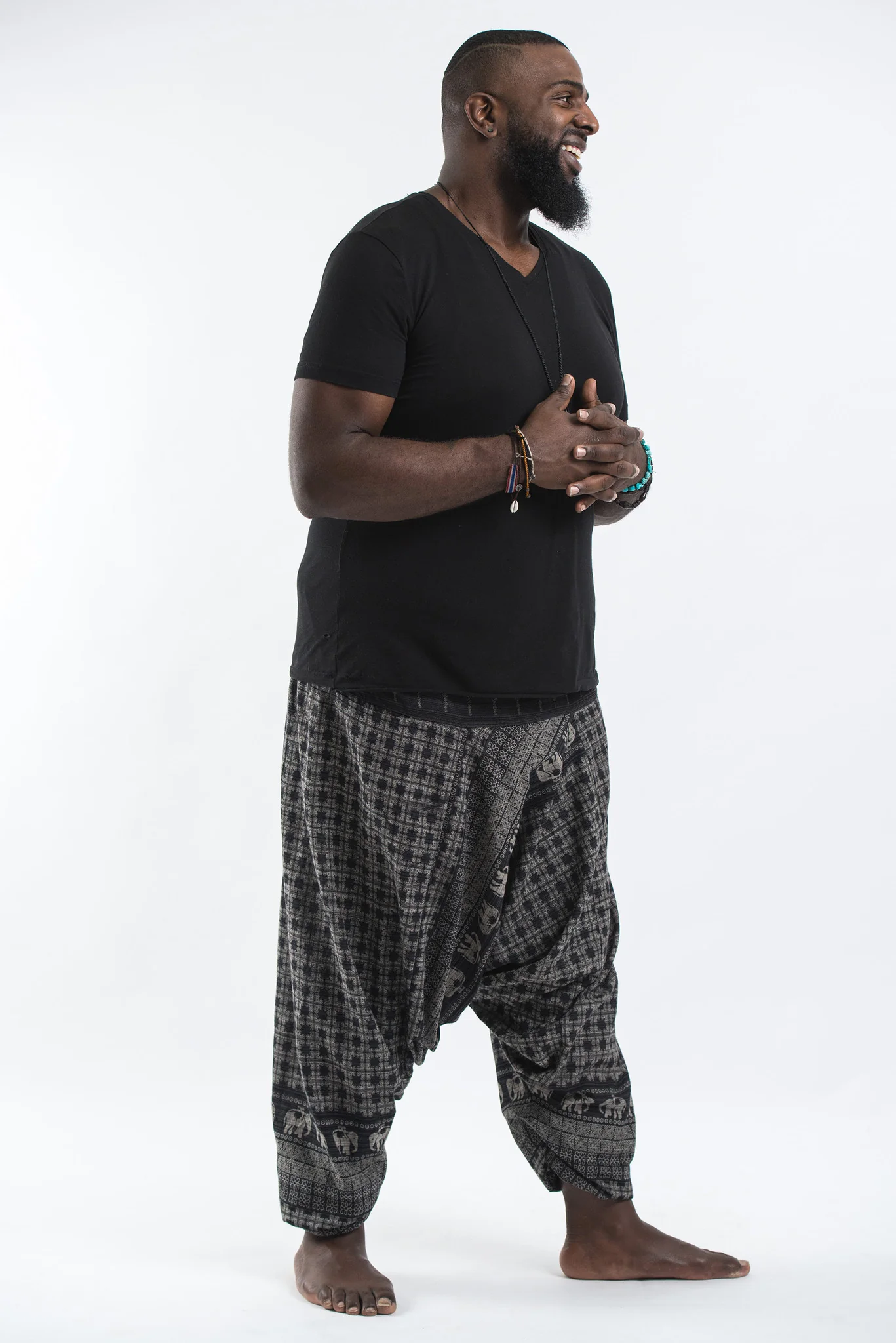 544-Plus-Size-Hill-Tribe-Elephant-Men-s-Elephant-Pants-in-Black-3.webp Plus Size Hill Tribe Elephant Men's Elephant Pants in Black