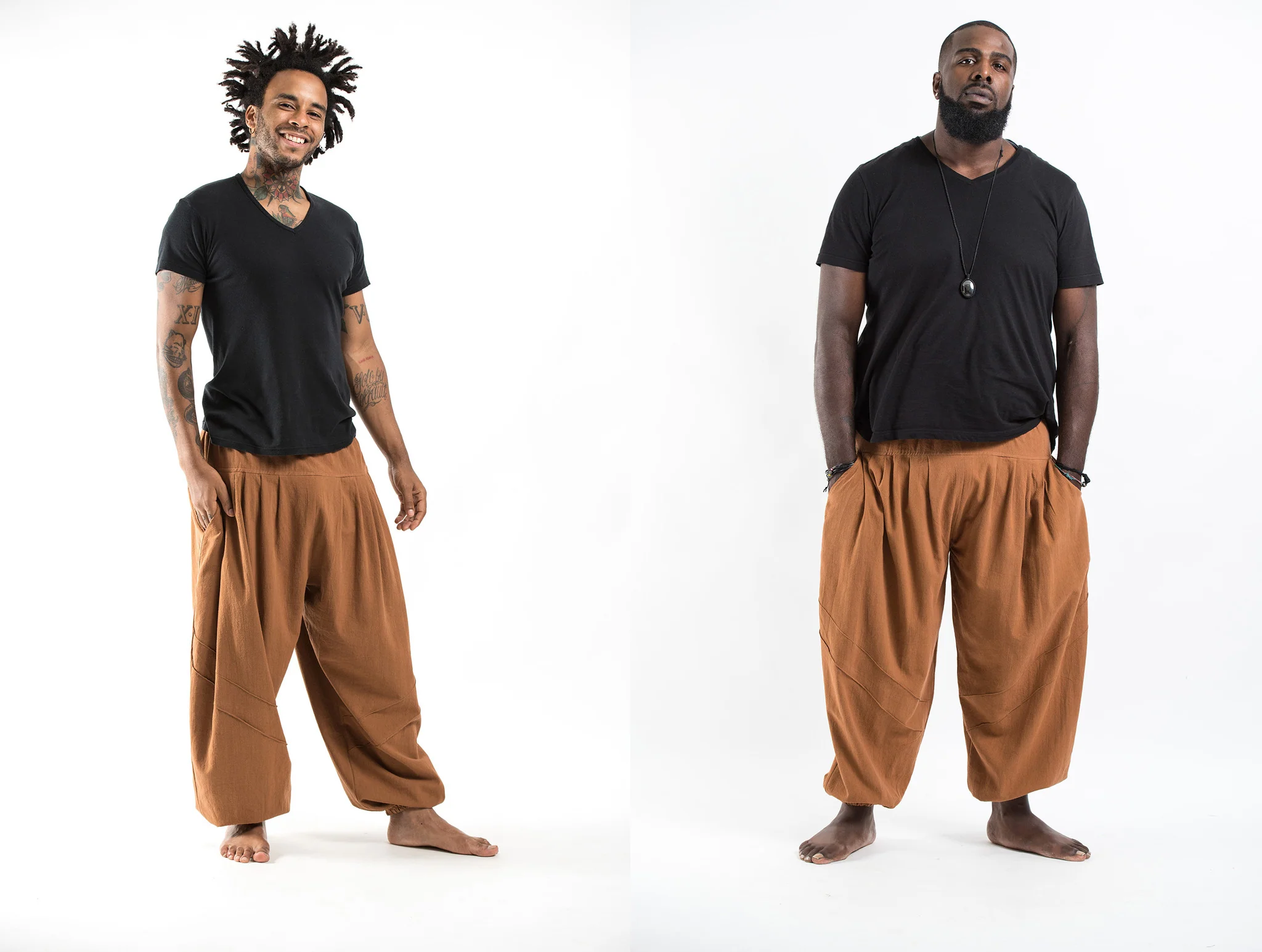 Genie Men's Cotton Harem Pants in Brown