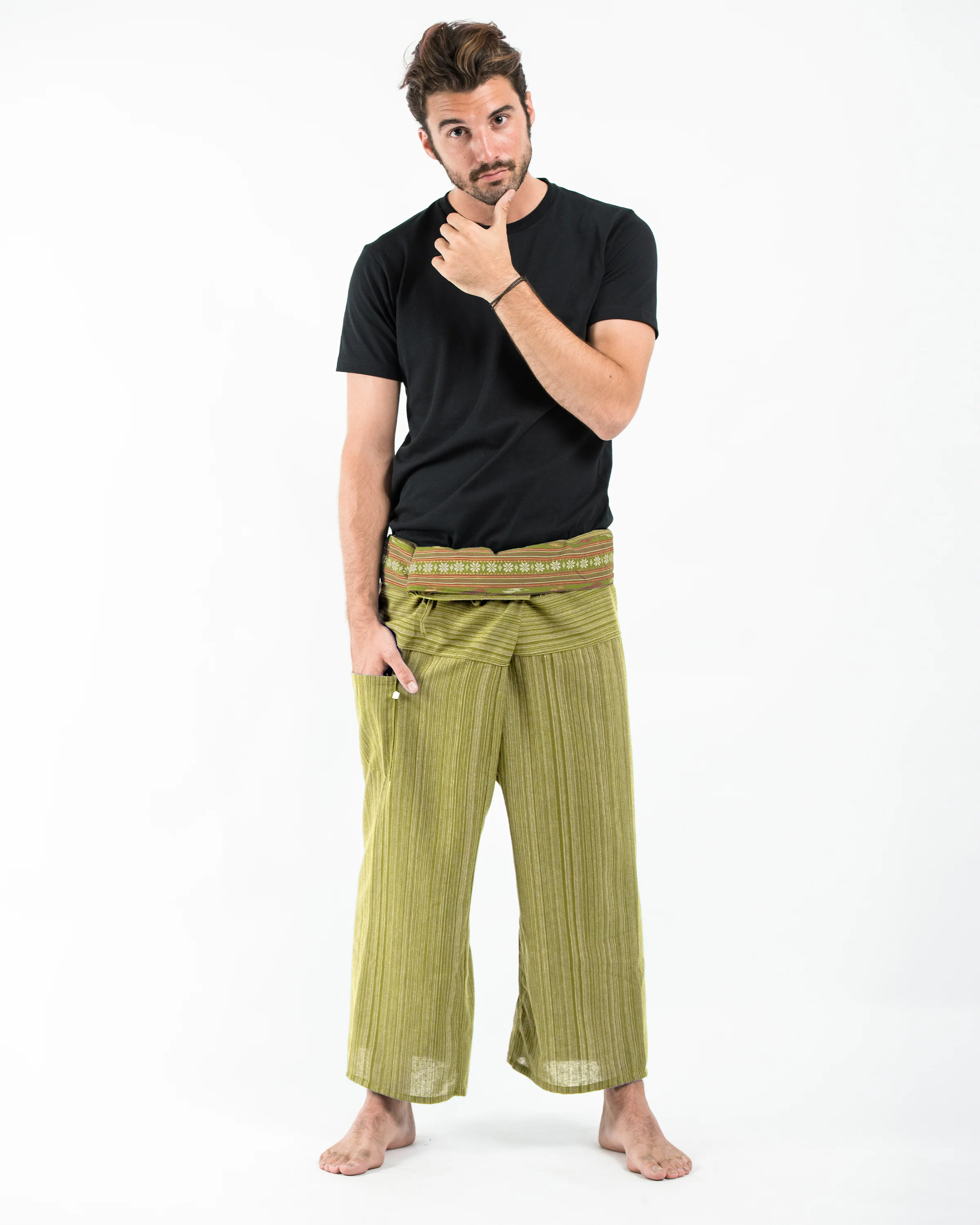 Unisex Thai Fisherman Pants in Lime Green
